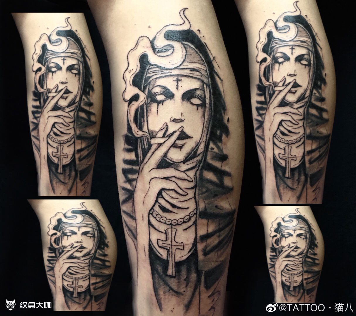 暗黑修女_纹身图案手稿图片_小八的纹身作品集