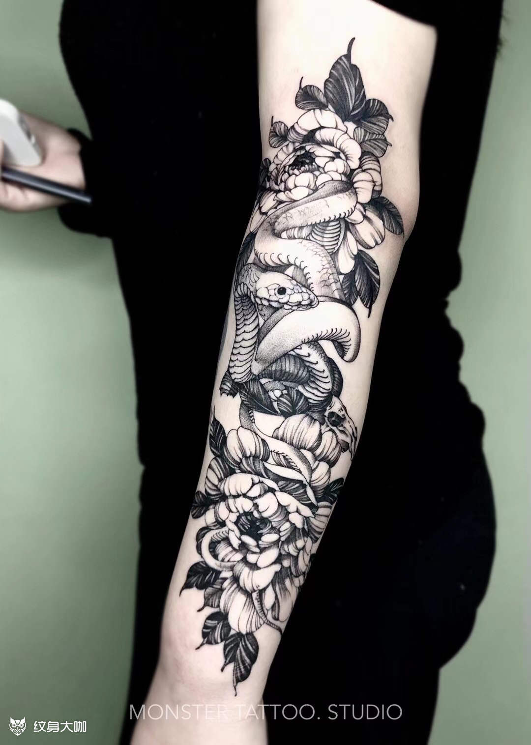 花臂素花_纹身图案手稿图片_怪兽tattoo金泽的纹身作品集