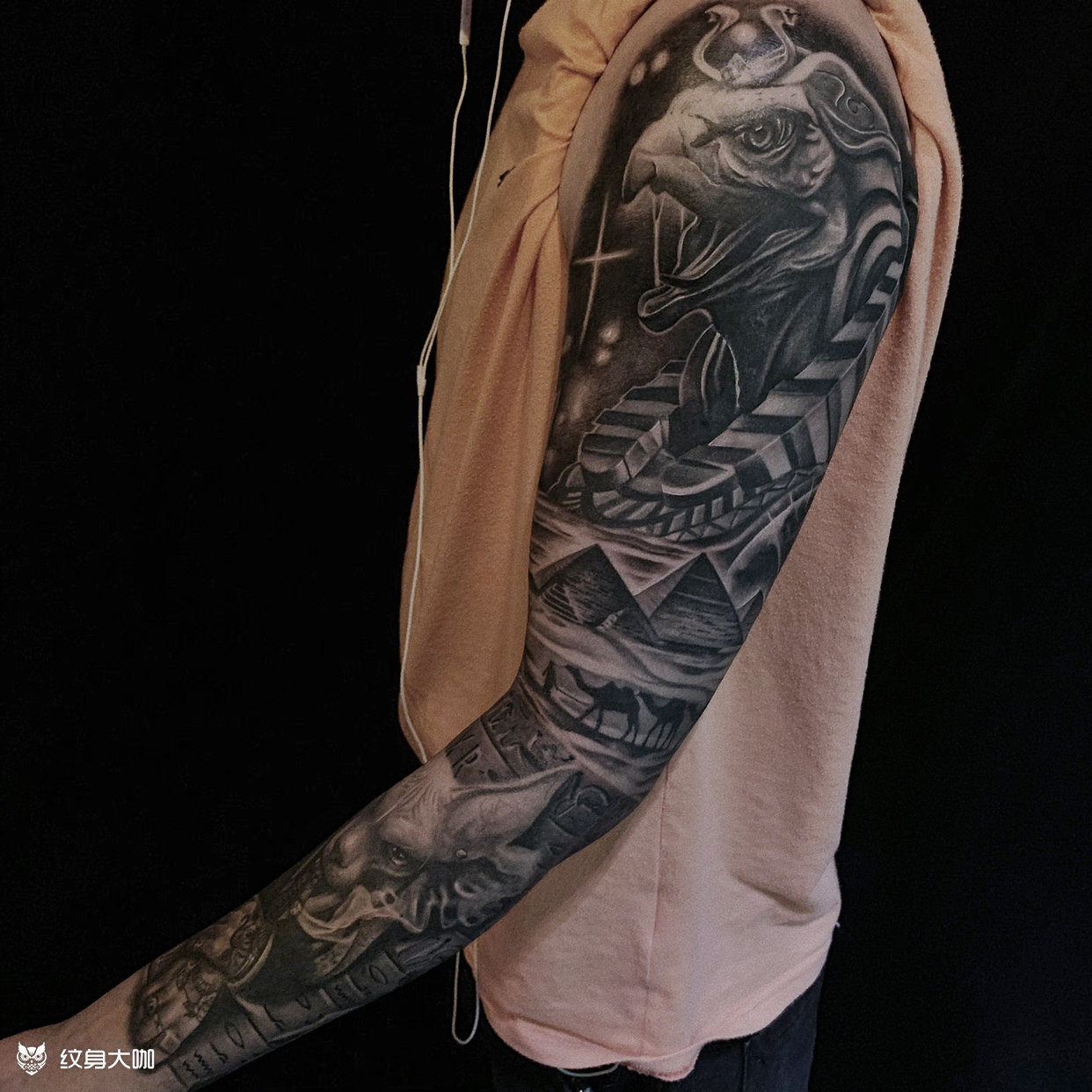 埃及主题花臂_纹身图案手稿图片_唐听tt的纹身作品集