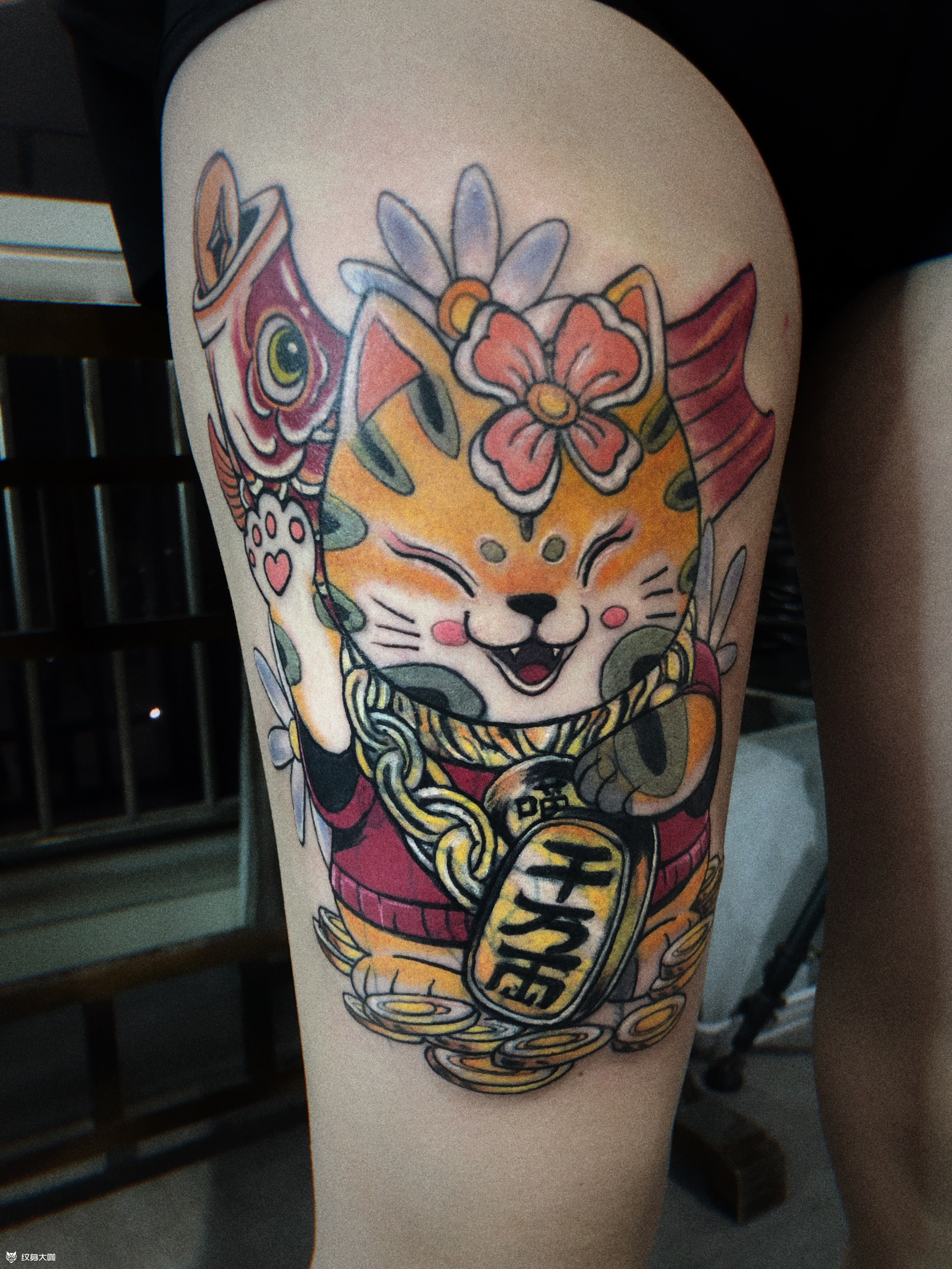 遮盖招财猫93_纹身图案手稿图片_邓杨的纹身作品集