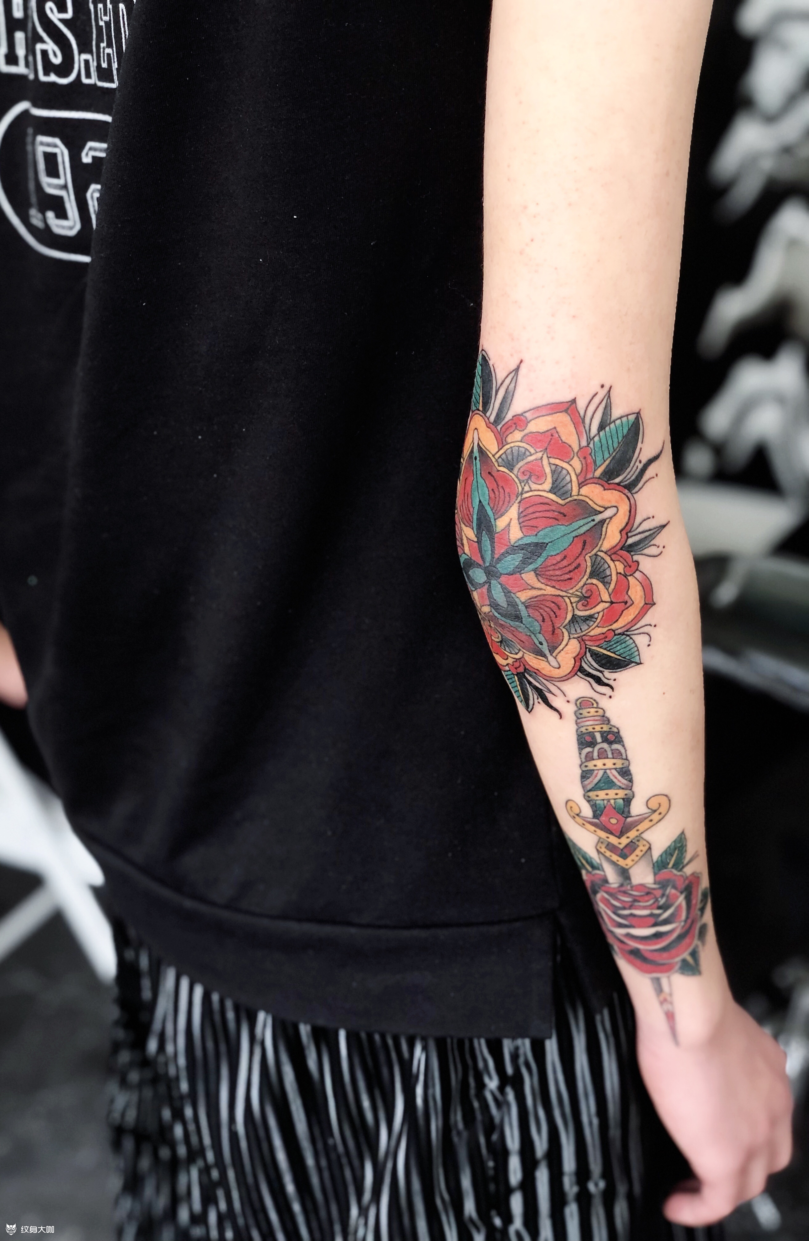 肘部_纹身图案手稿图片_魏佳星的纹身作品集