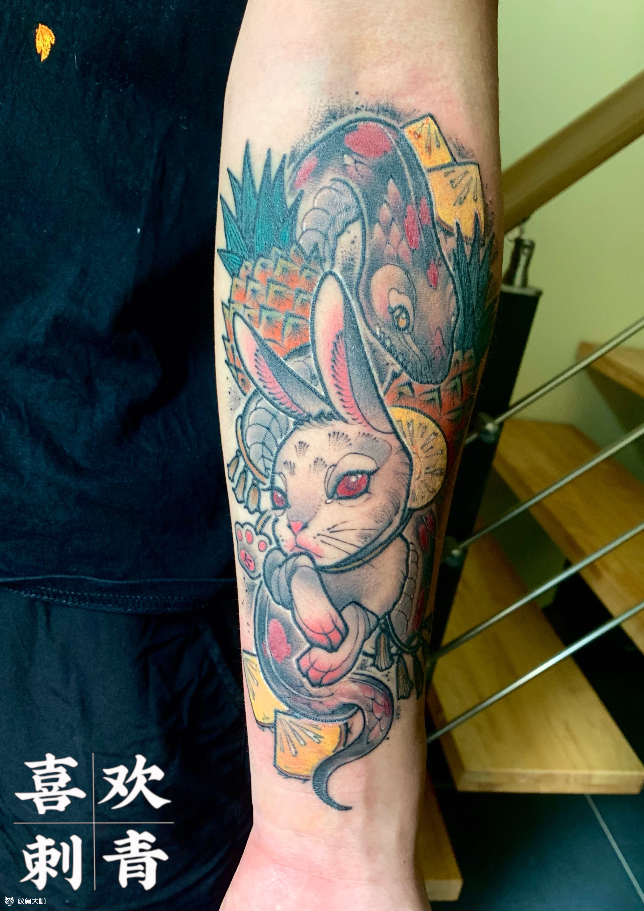 蛇盘兔_纹身图案手稿图片_小桃的纹身作品集