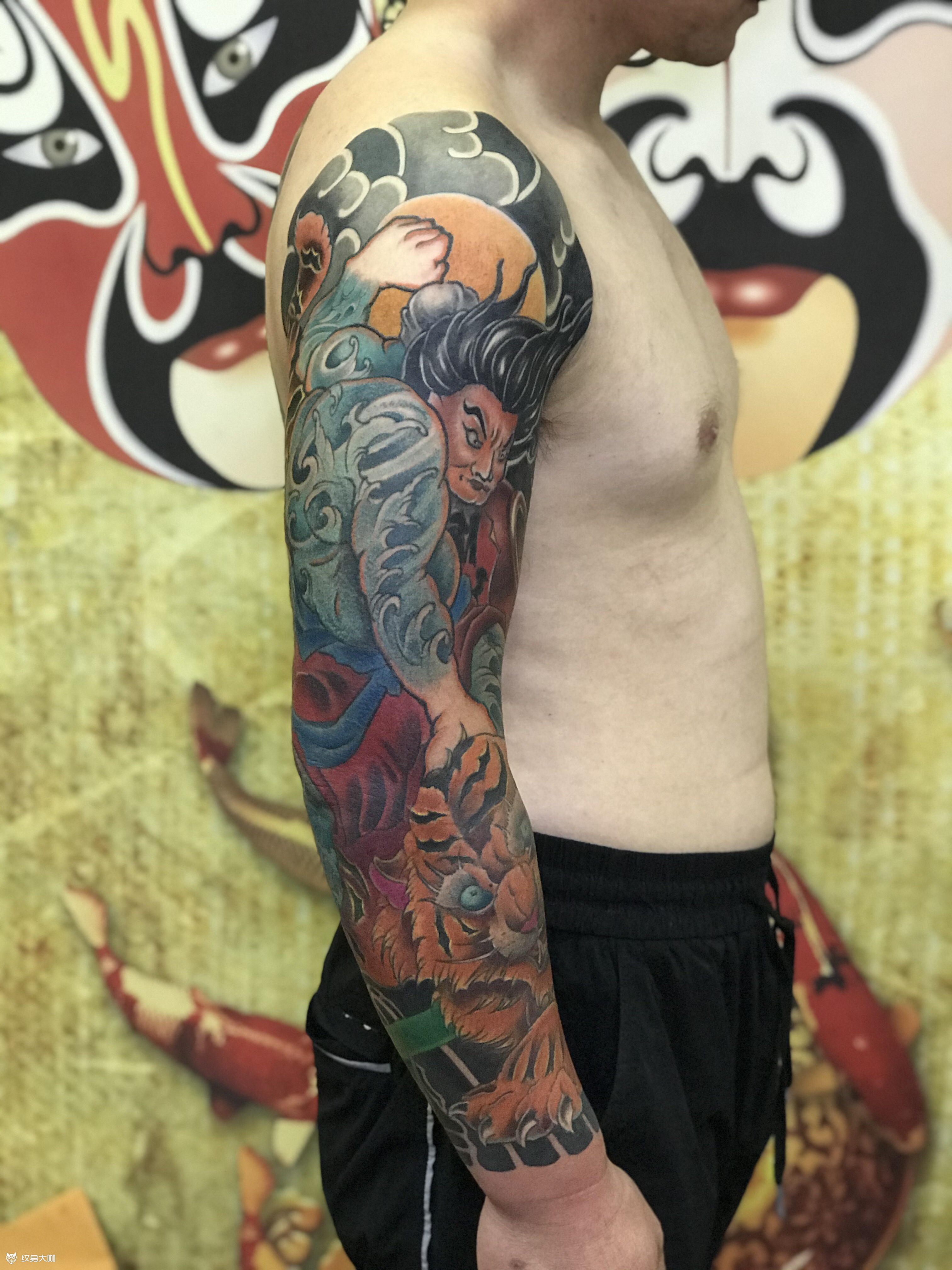 (武松打虎)修改作品_纹身图案手稿图片_吴建的纹身作品集