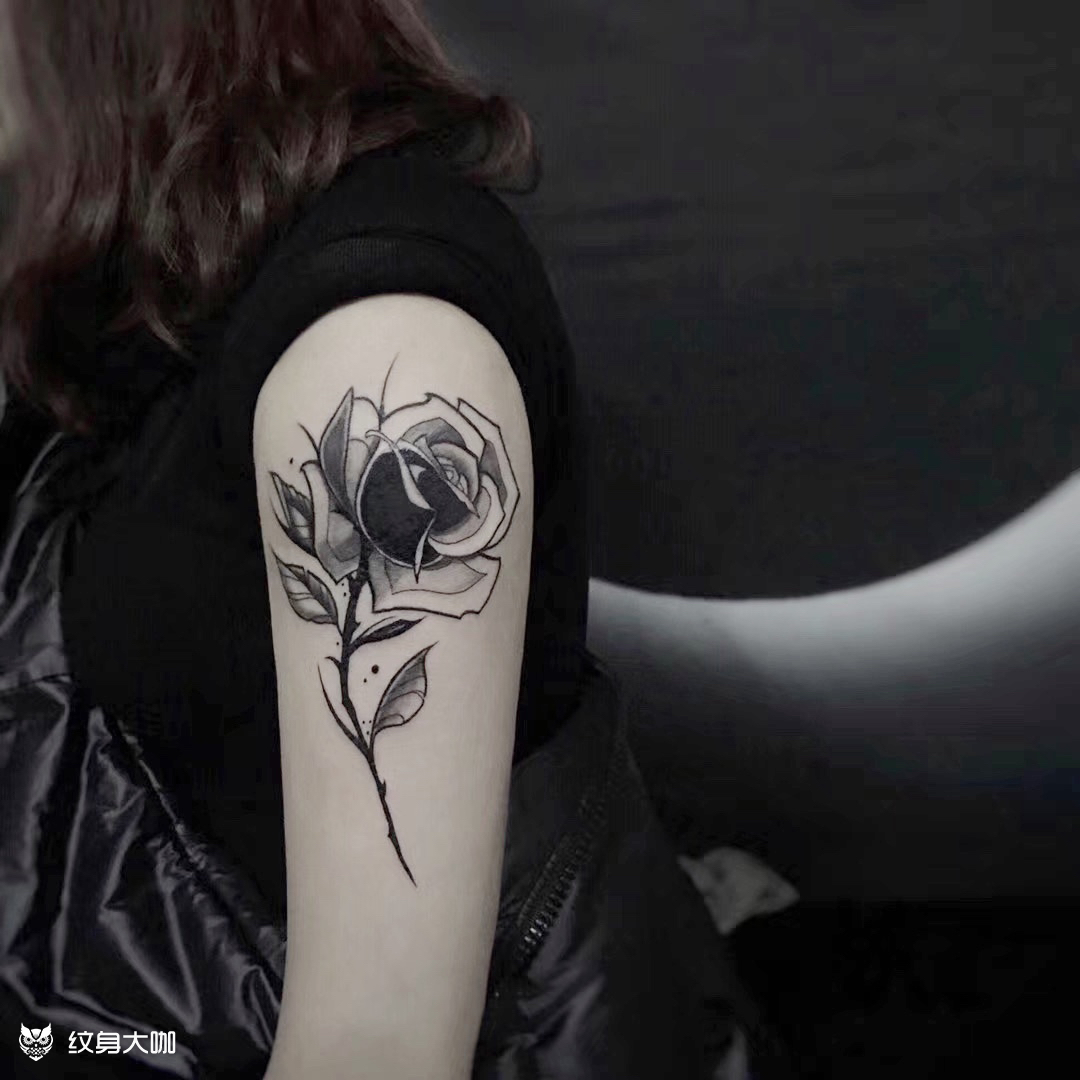 黑色玫瑰_纹身图案手稿图片_c_young的纹身作品集