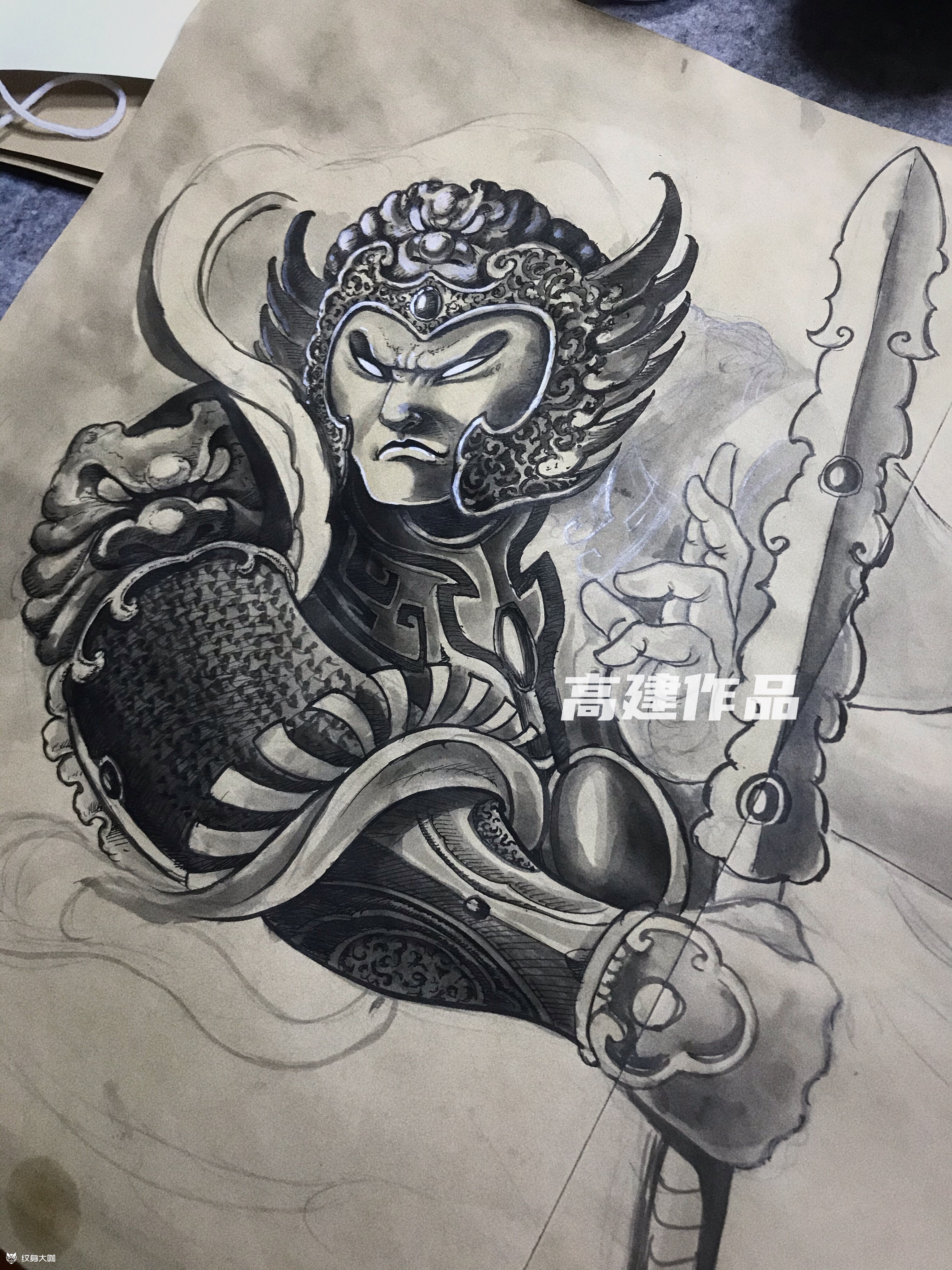 韦陀_纹身图案手稿图片_高建的纹身作品集