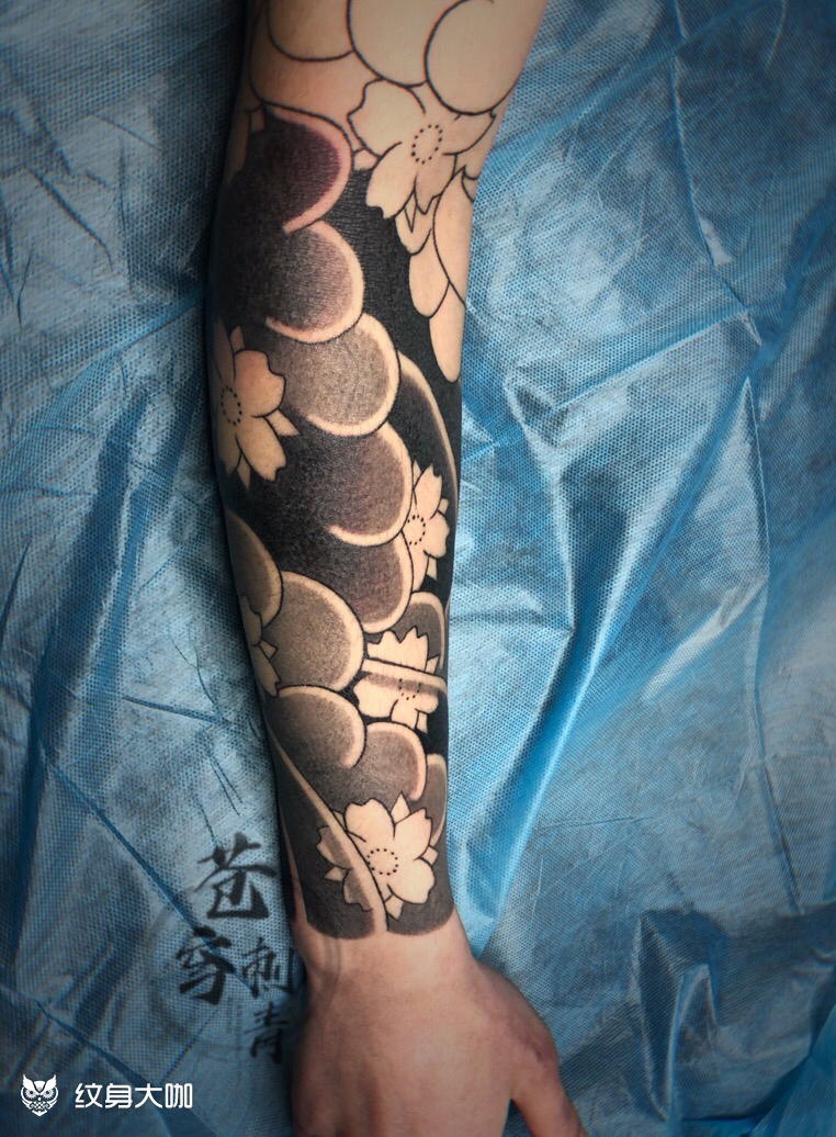 老传统樱花臂_纹身图案手稿图片_辰tattoo的纹身作品集