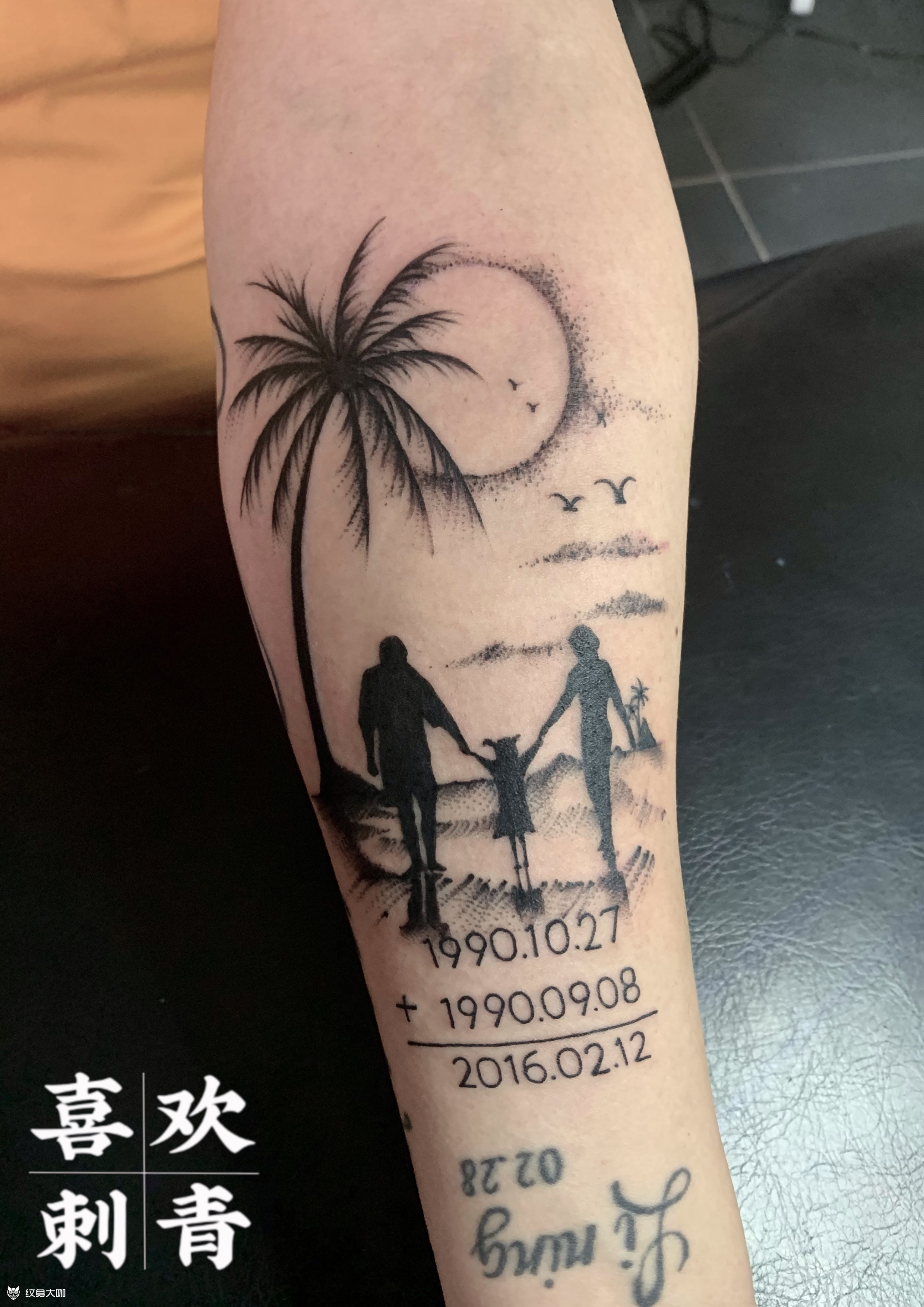 一家三口剪影_纹身图案手稿图片_姚蕾的纹身作品集