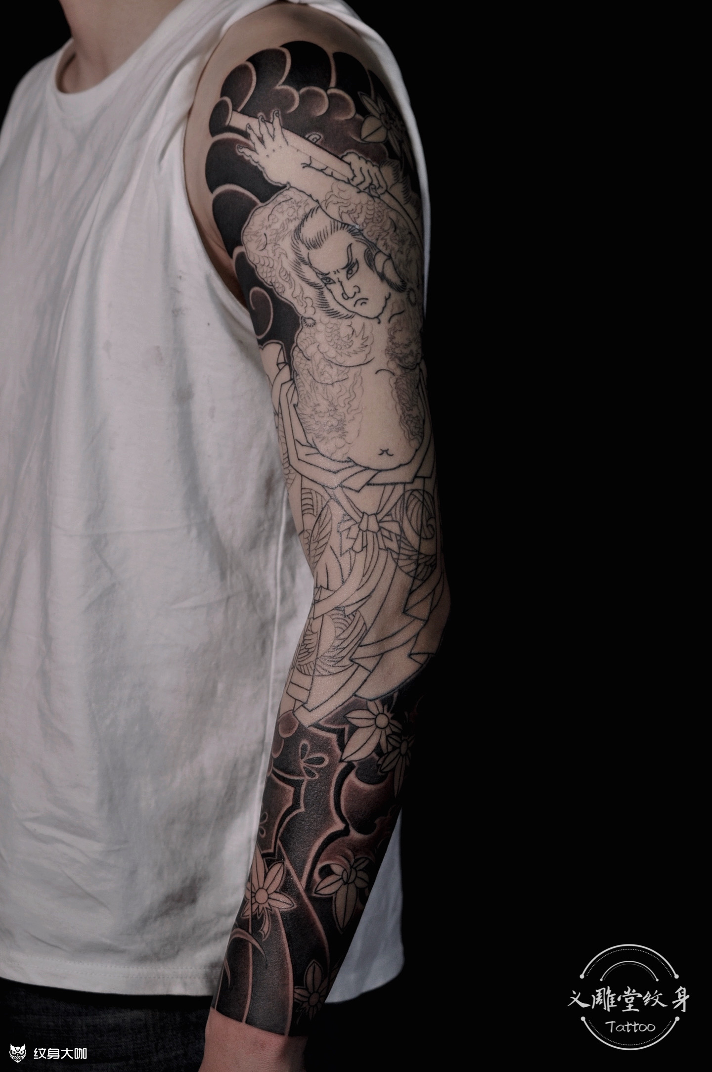 九纹龙花臂_纹身图案手稿图片_义老师的纹身作品集