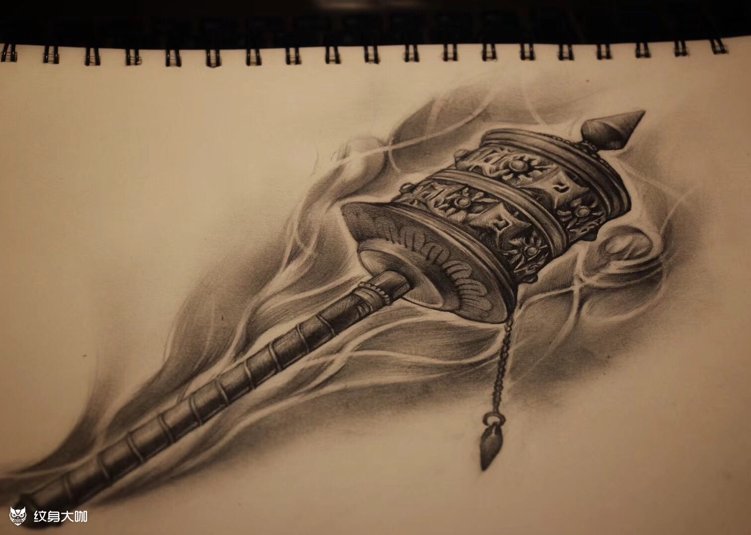 转经筒_纹身图案手稿图片_安歌的纹身作品集