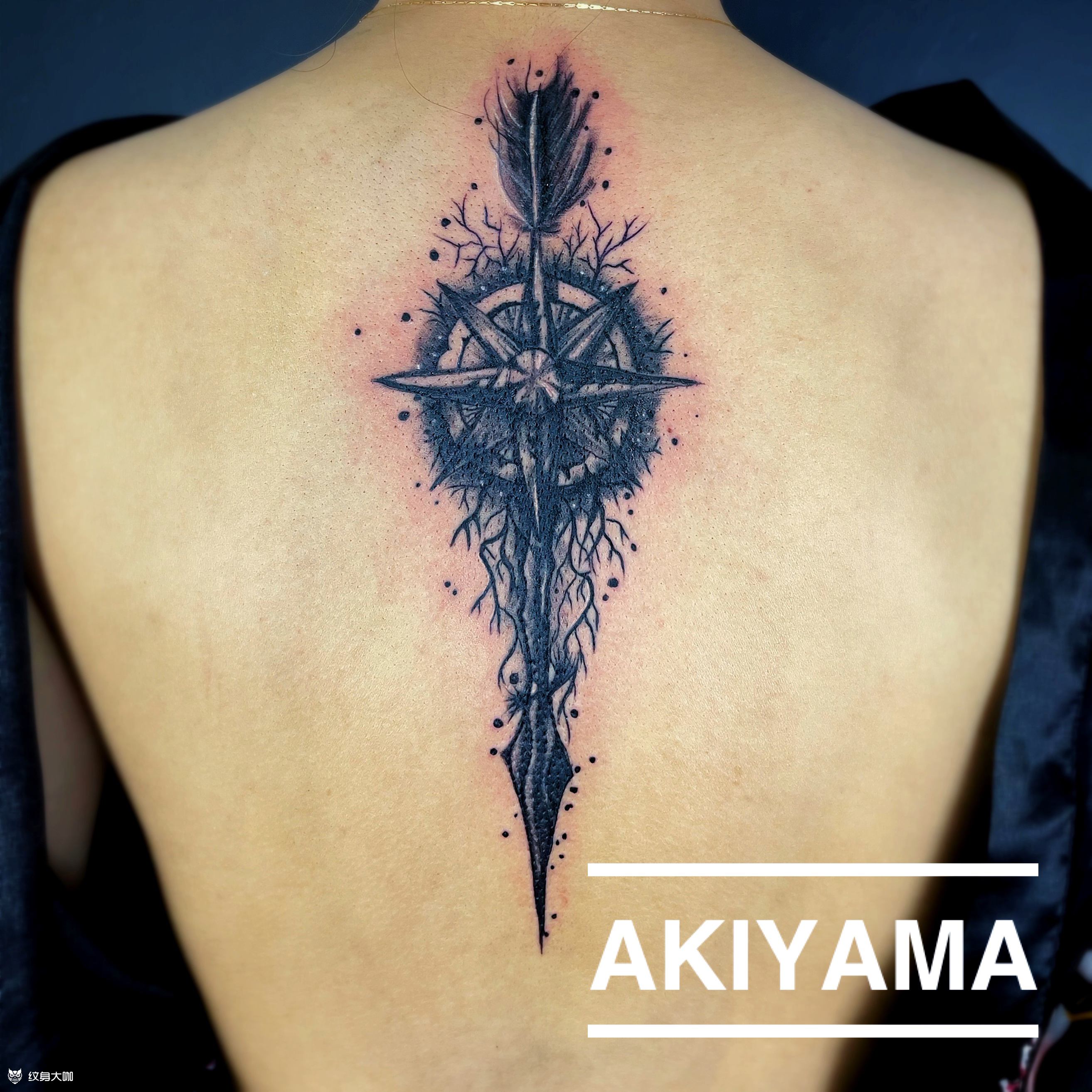 暗黑指南针箭头_纹身图案手稿图片_桃子momoko99的纹身作品集