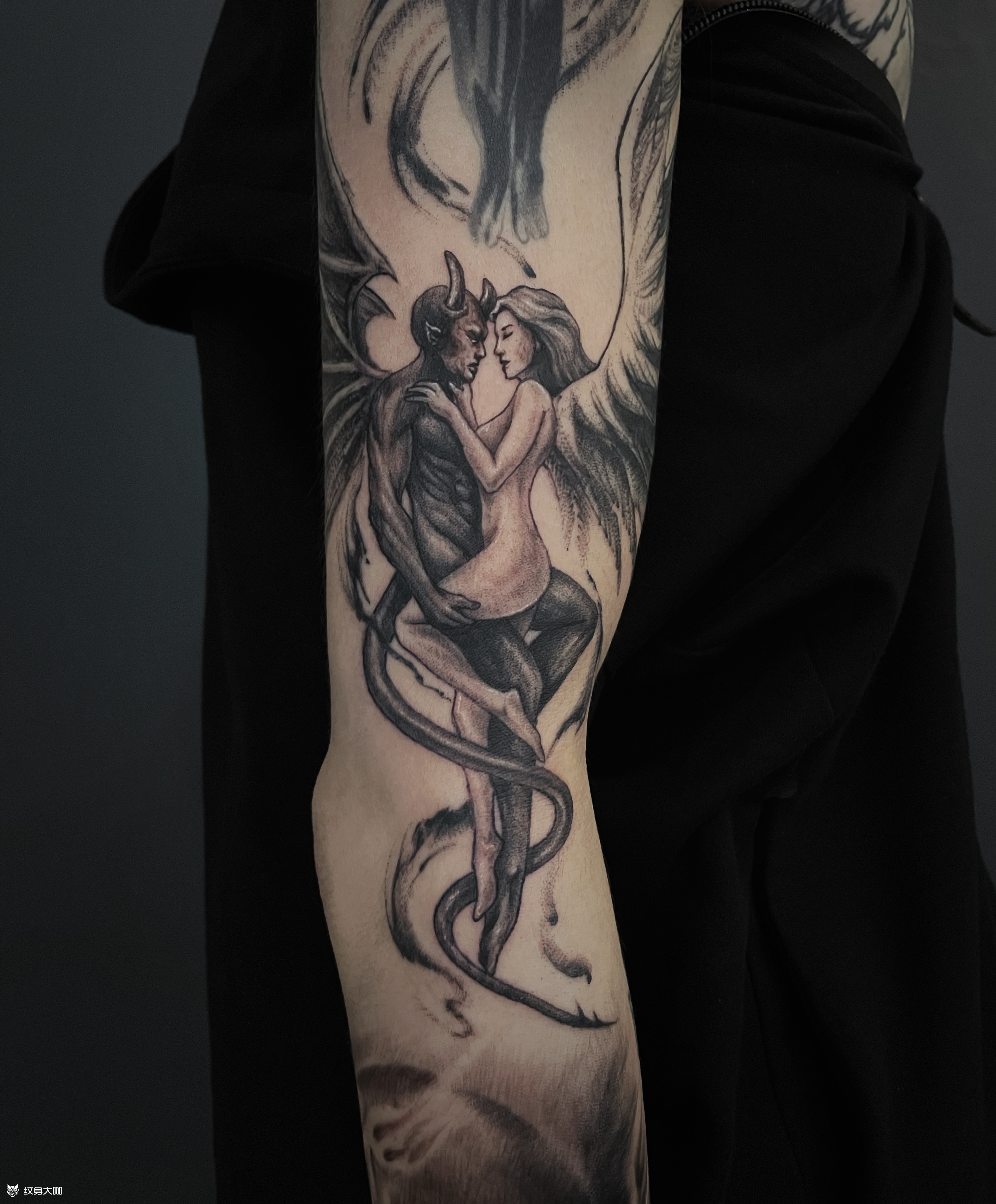 恶魔天使_纹身图案手稿图片_吕殿金的纹身作品集