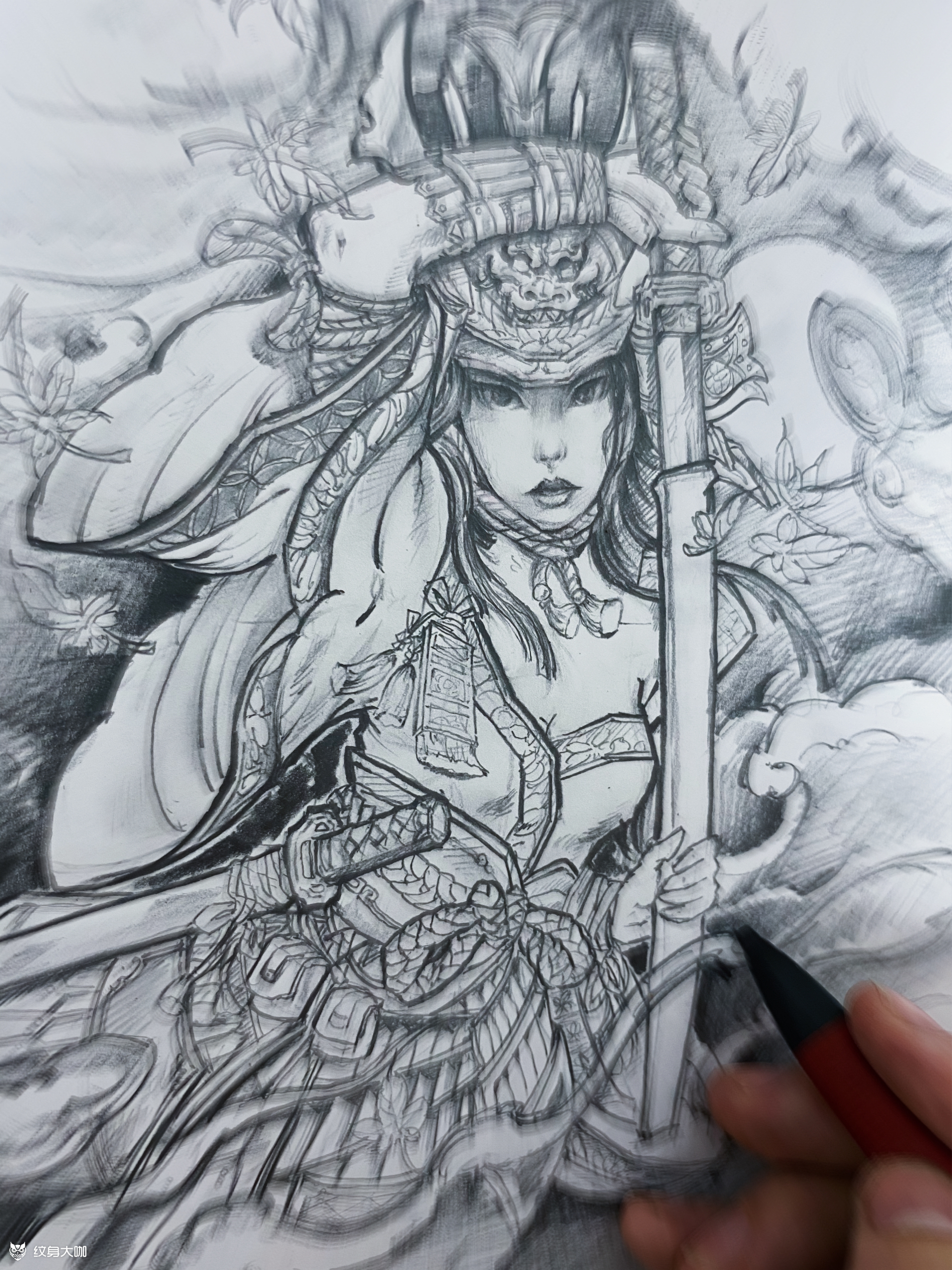 花木兰_纹身图案手稿图片_小十的纹身作品集