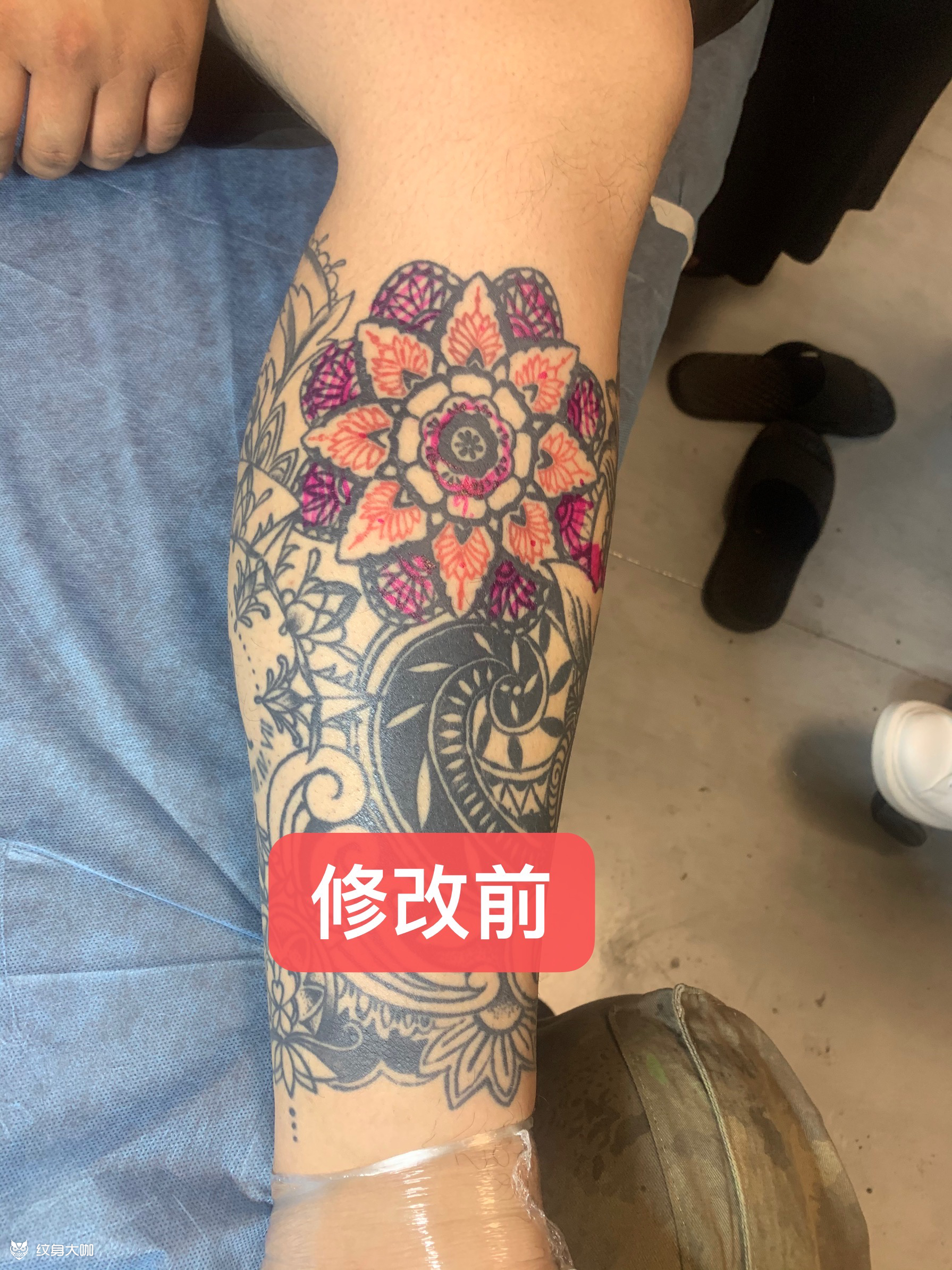 修改小腿梵花_纹身图案手稿图片_洪野的纹身作品集