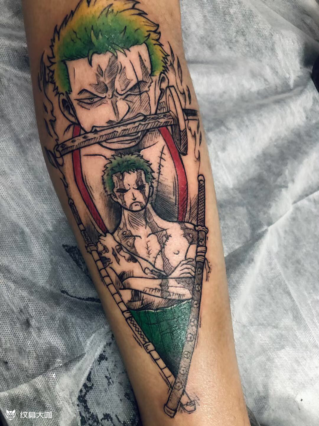 索隆_纹身图案手稿图片_阿乐的纹身作品集