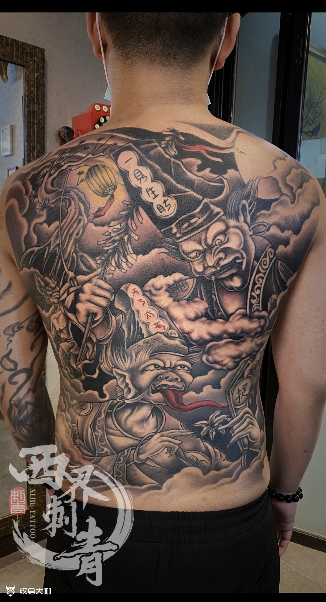 传统满背黑白无常_纹身图案手稿图片_燕郊西界的纹身作品集