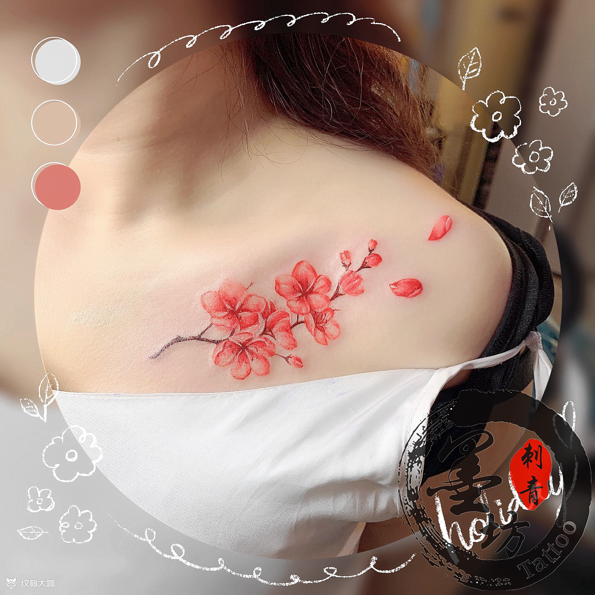 桃花_纹身图案手稿图片_刚子的纹身作品集