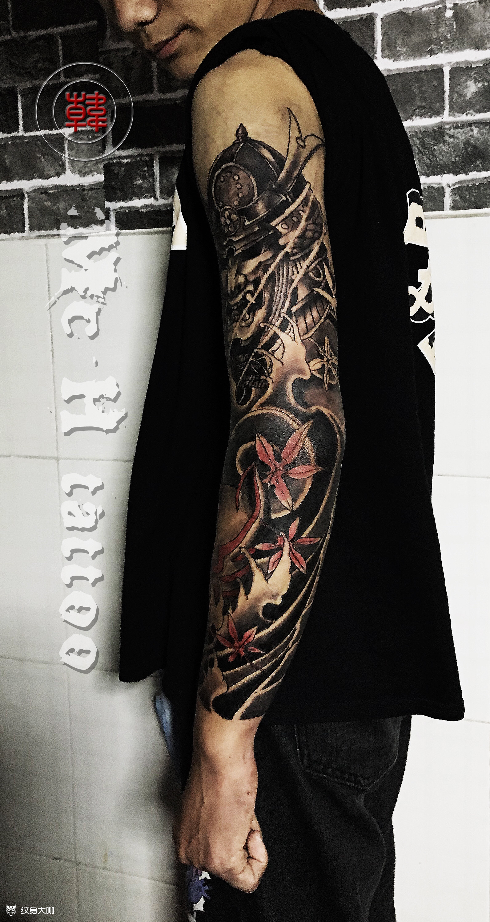 鬼武士花臂_纹身图案手稿图片_王韩非的纹身作品集