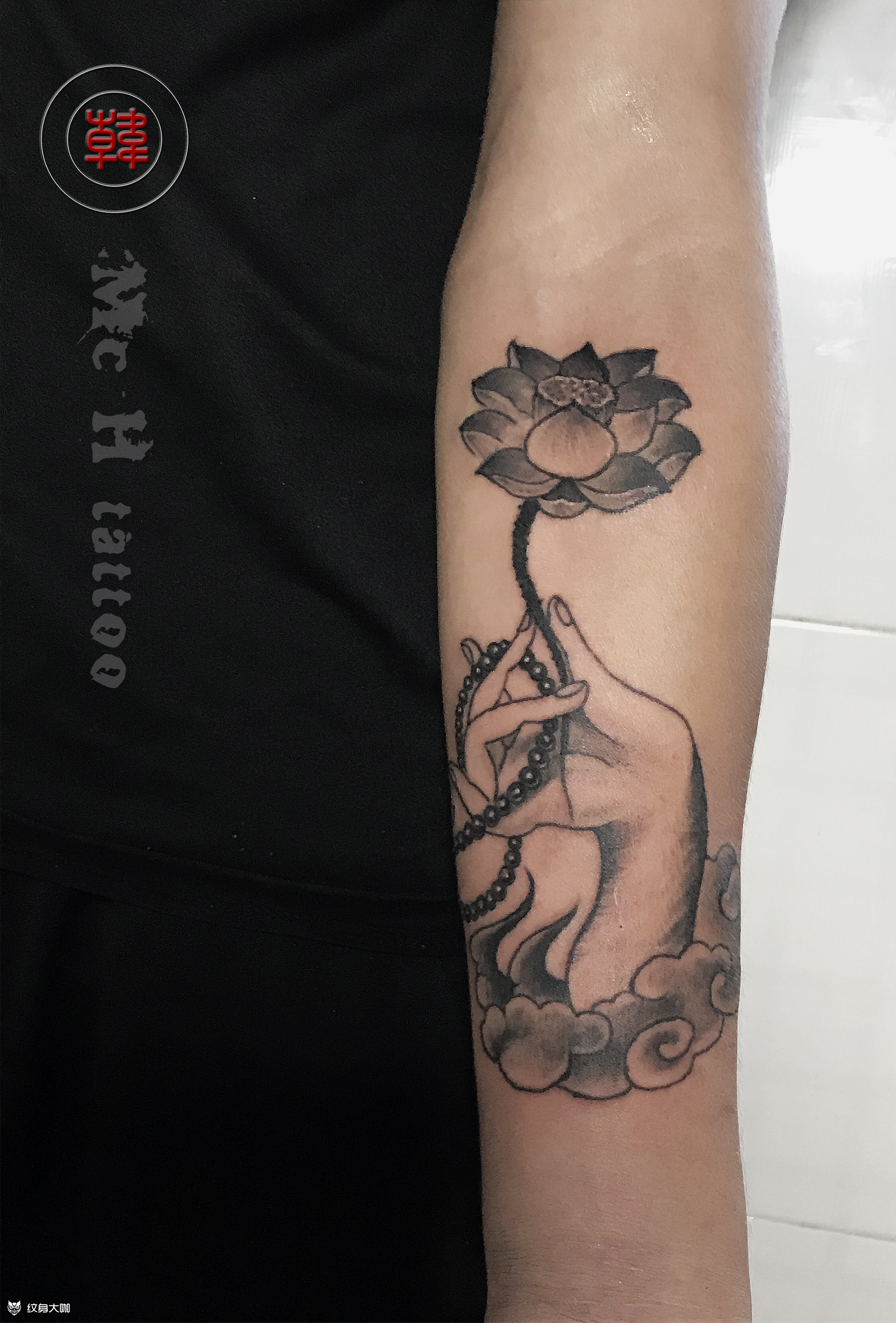 佛手莲花_纹身图案手稿图片_王韩非的纹身作品集