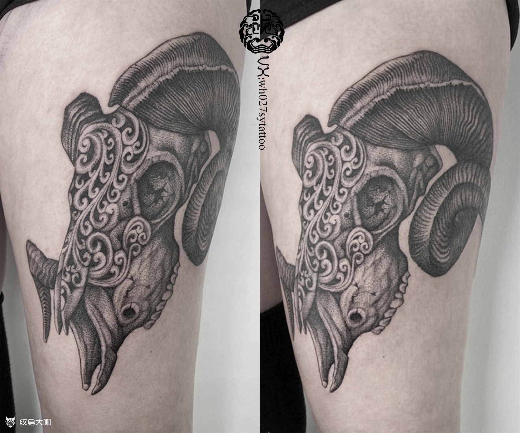 撒旦羊头_纹身图案手稿图片_水异的纹身作品集