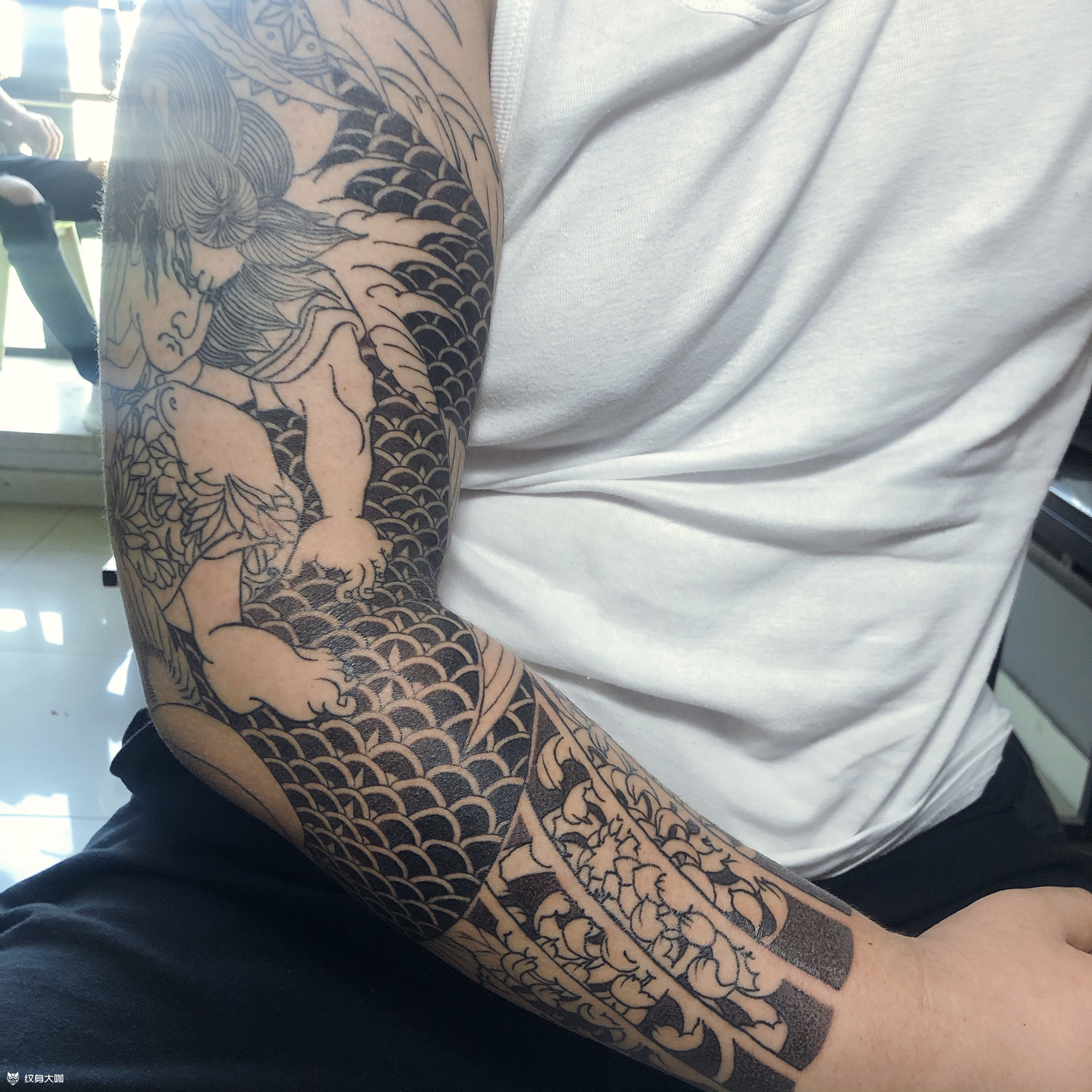 老传统黑灰局部_纹身图案手稿图片_武汉老传统·雕箜的纹身作品集