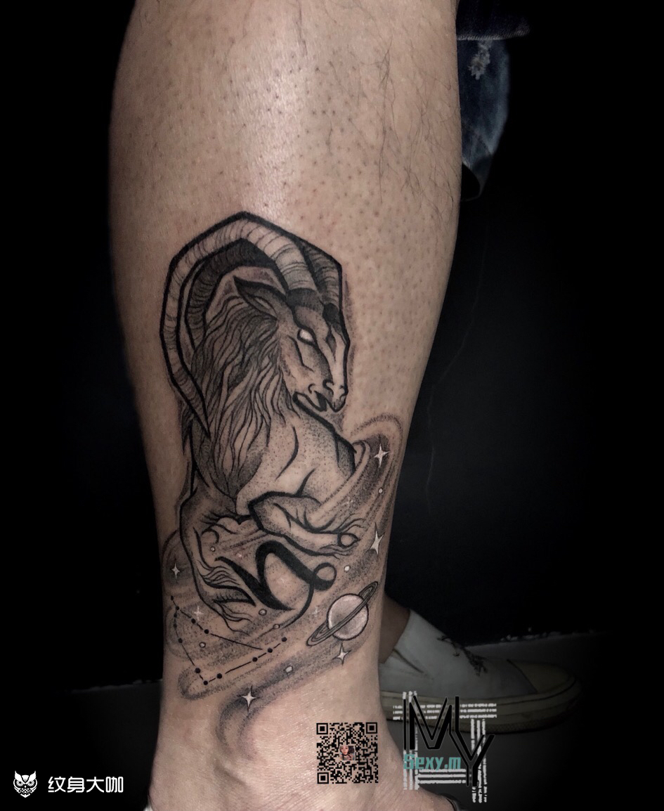 磨砂黑灰摩羯座_纹身图案手稿图片_sexy.m的纹身作品集