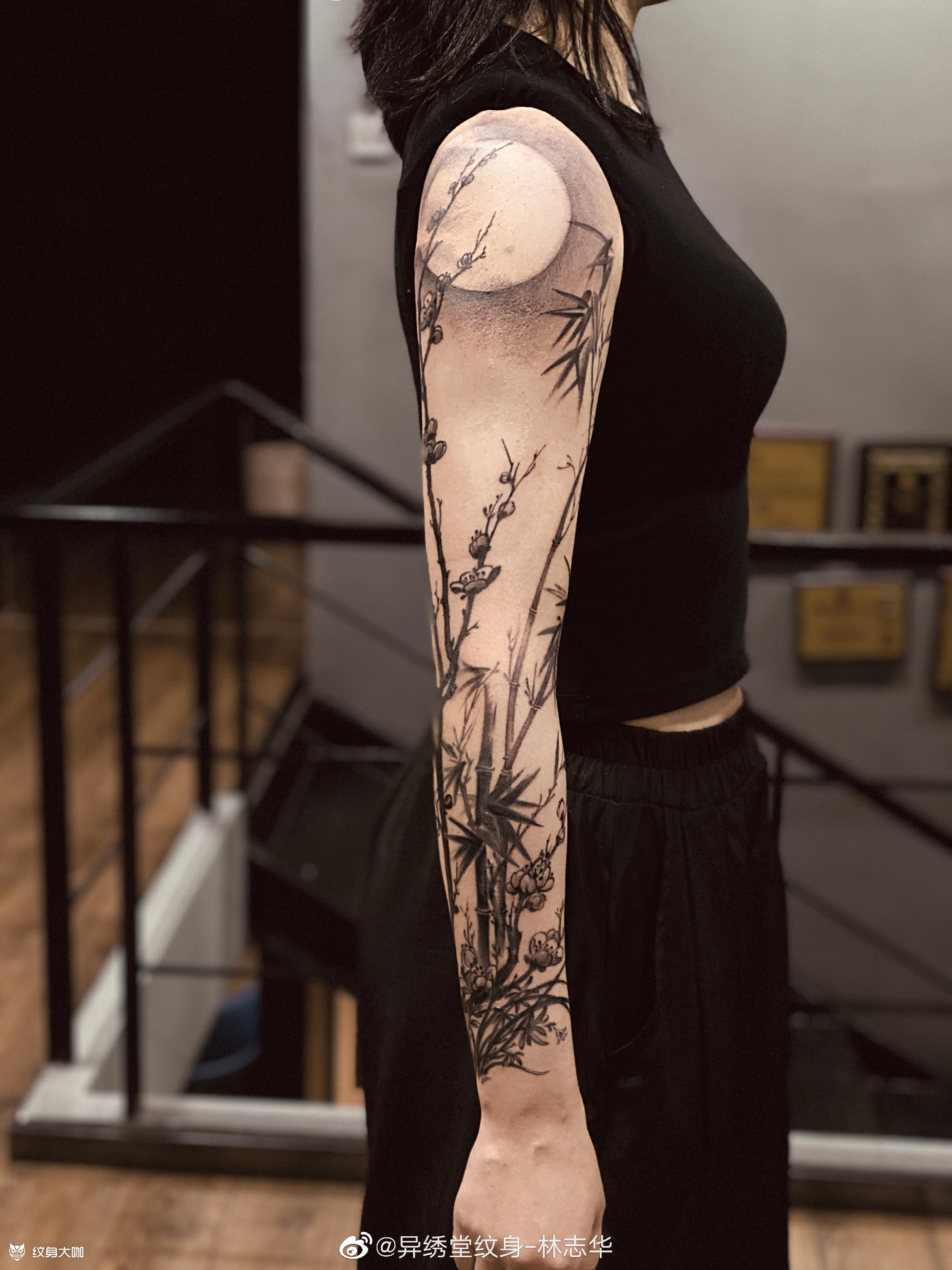 国画花臂纹身来自昆明7615健身_纹身吧社区 - 纹身大咖