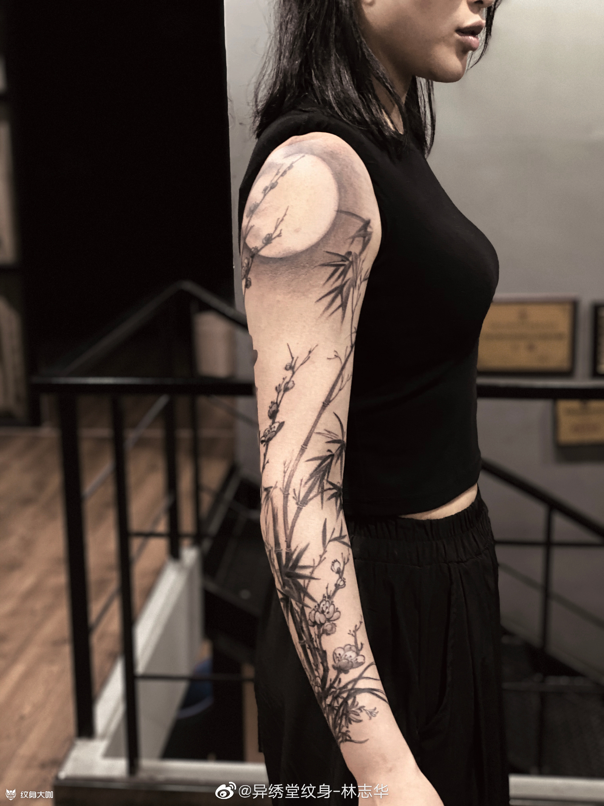 国画花臂纹身来自昆明7615健身_纹身吧社区 - 纹身大咖