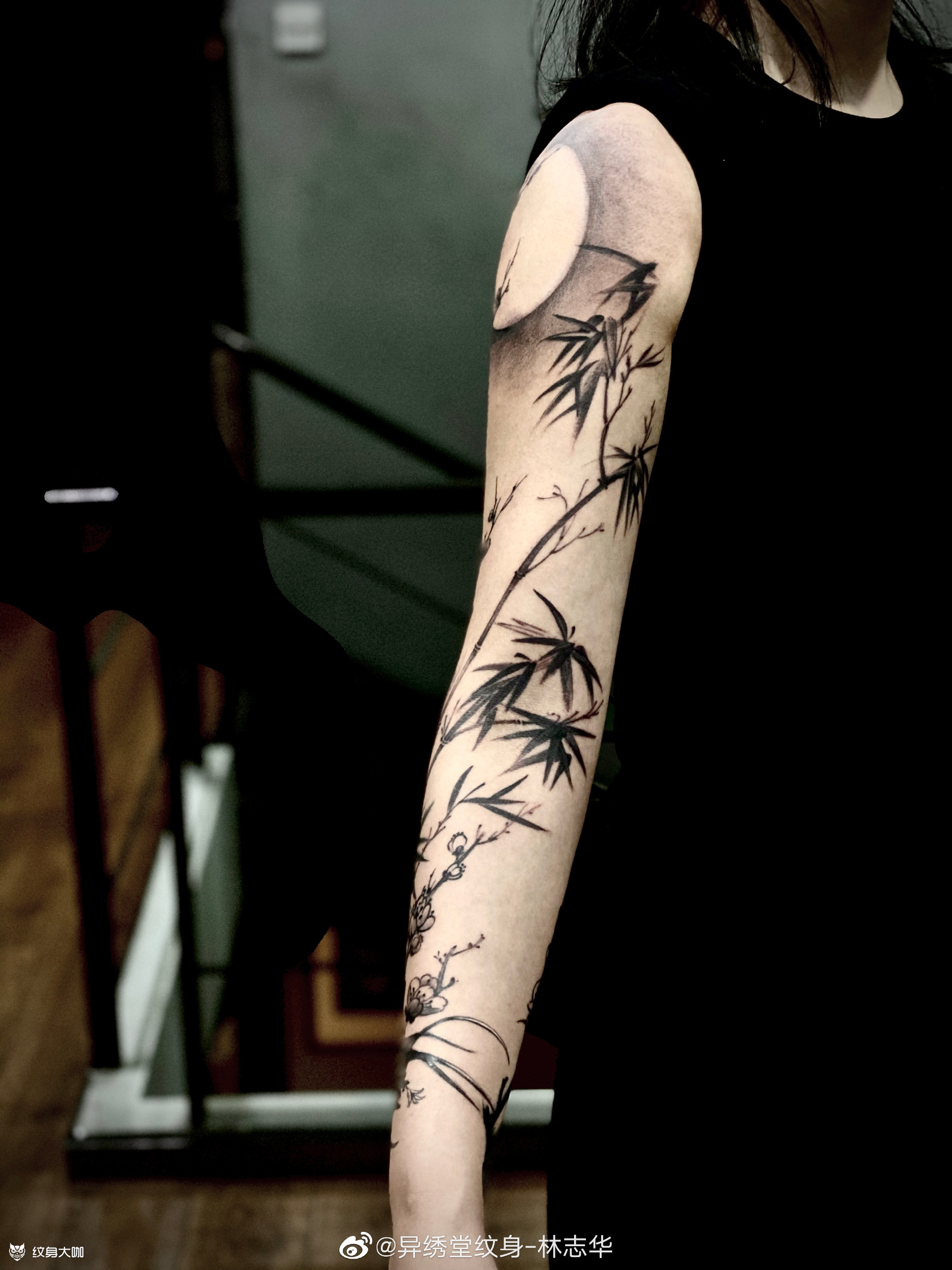 国画花臂纹身来自昆明7615健身_纹身吧社区 - 纹身大咖