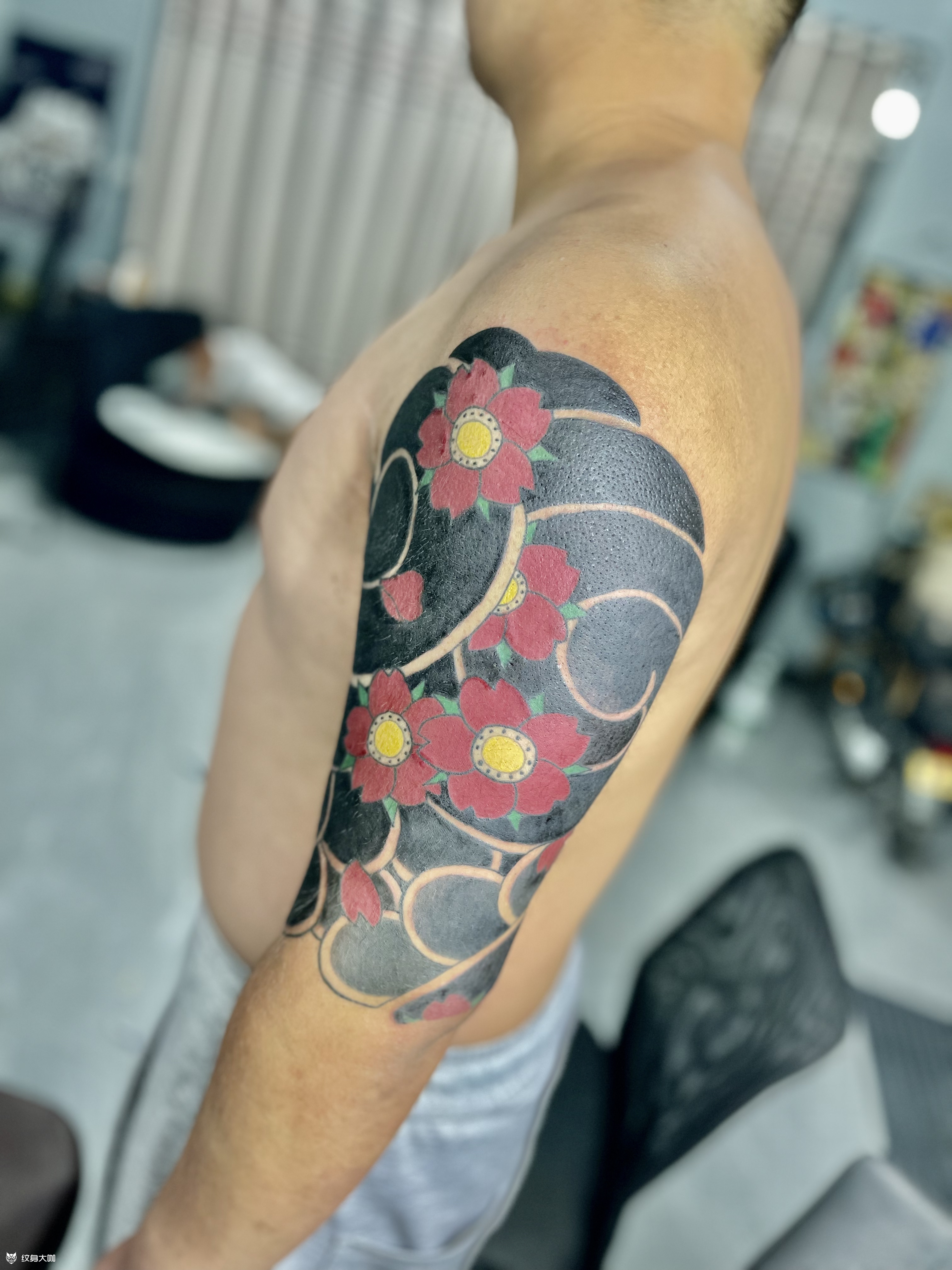 半臂,老传统_纹身图案手稿图片_是林子吖的纹身作品集