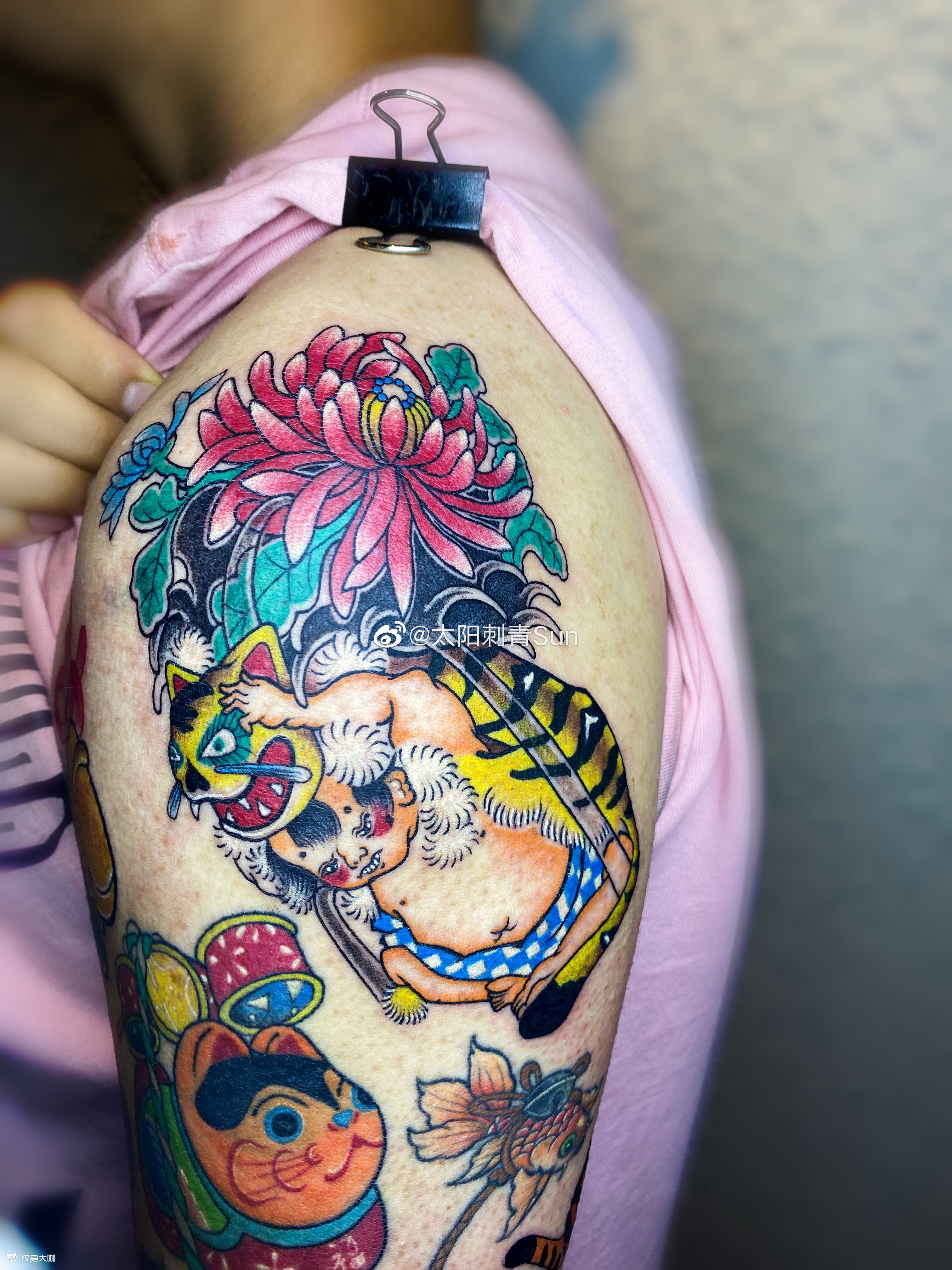 日式彩图花臂_纹身图案手稿图片_一只塔兔的纹身作品集