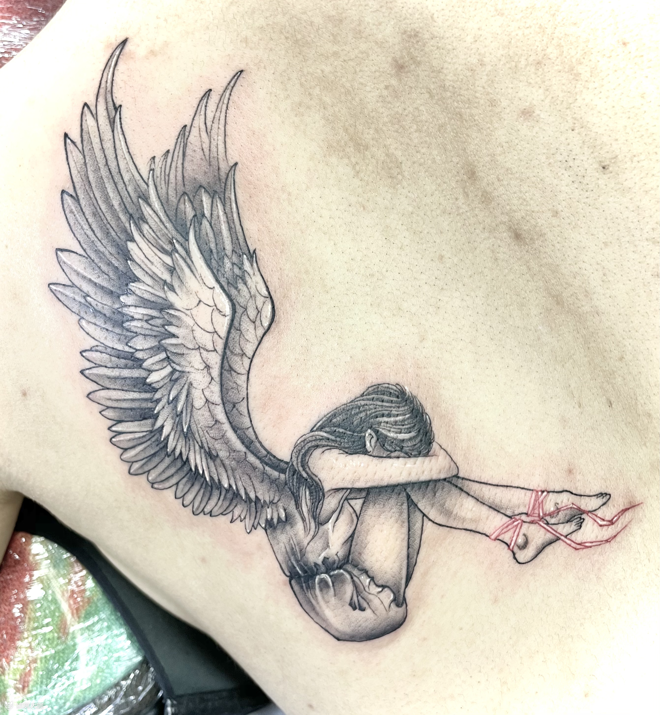 坠落天使_纹身图案手稿图片_谛吾的纹身作品集