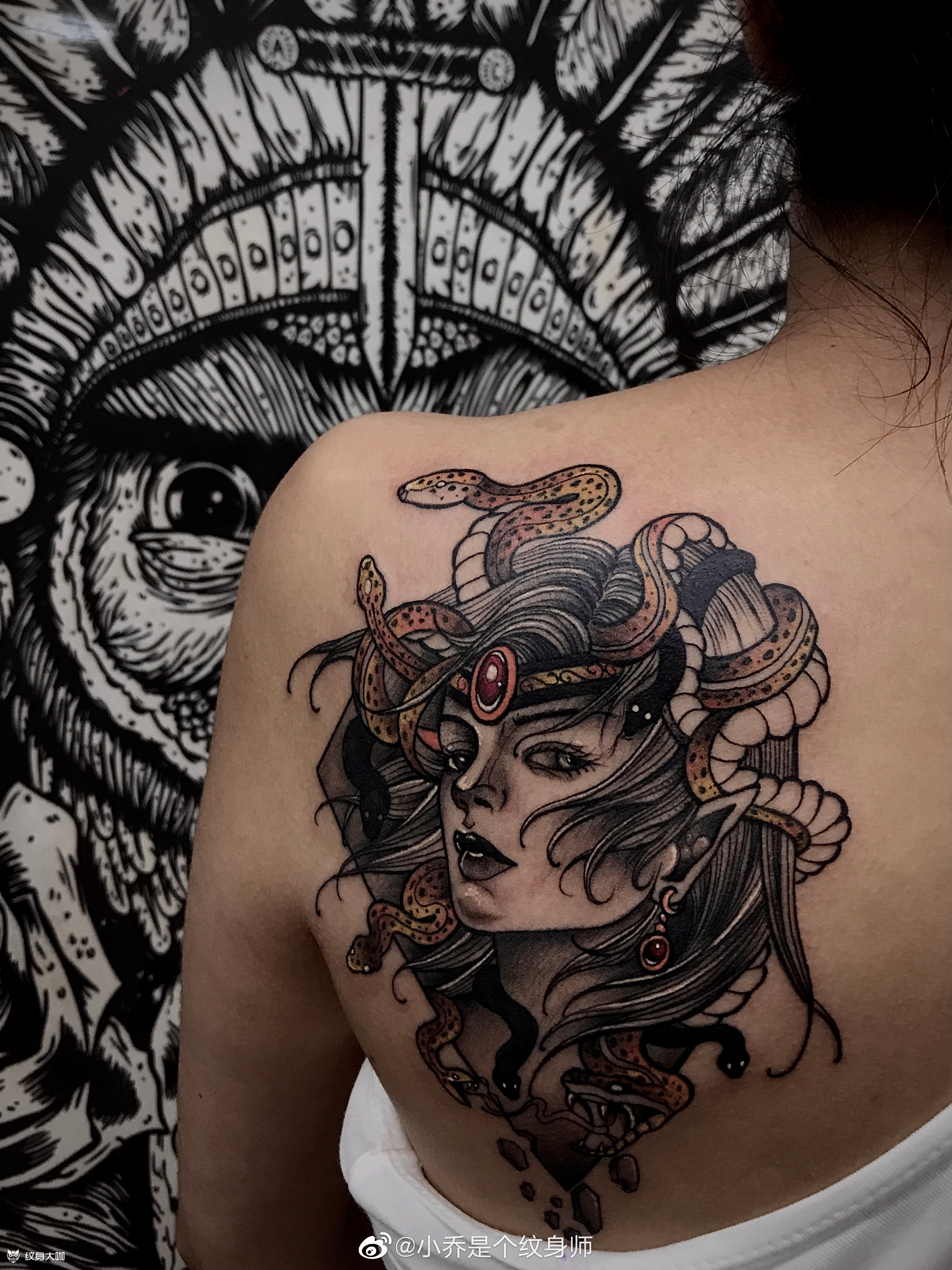 美杜莎_纹身图案手稿图片_久见的纹身作品集