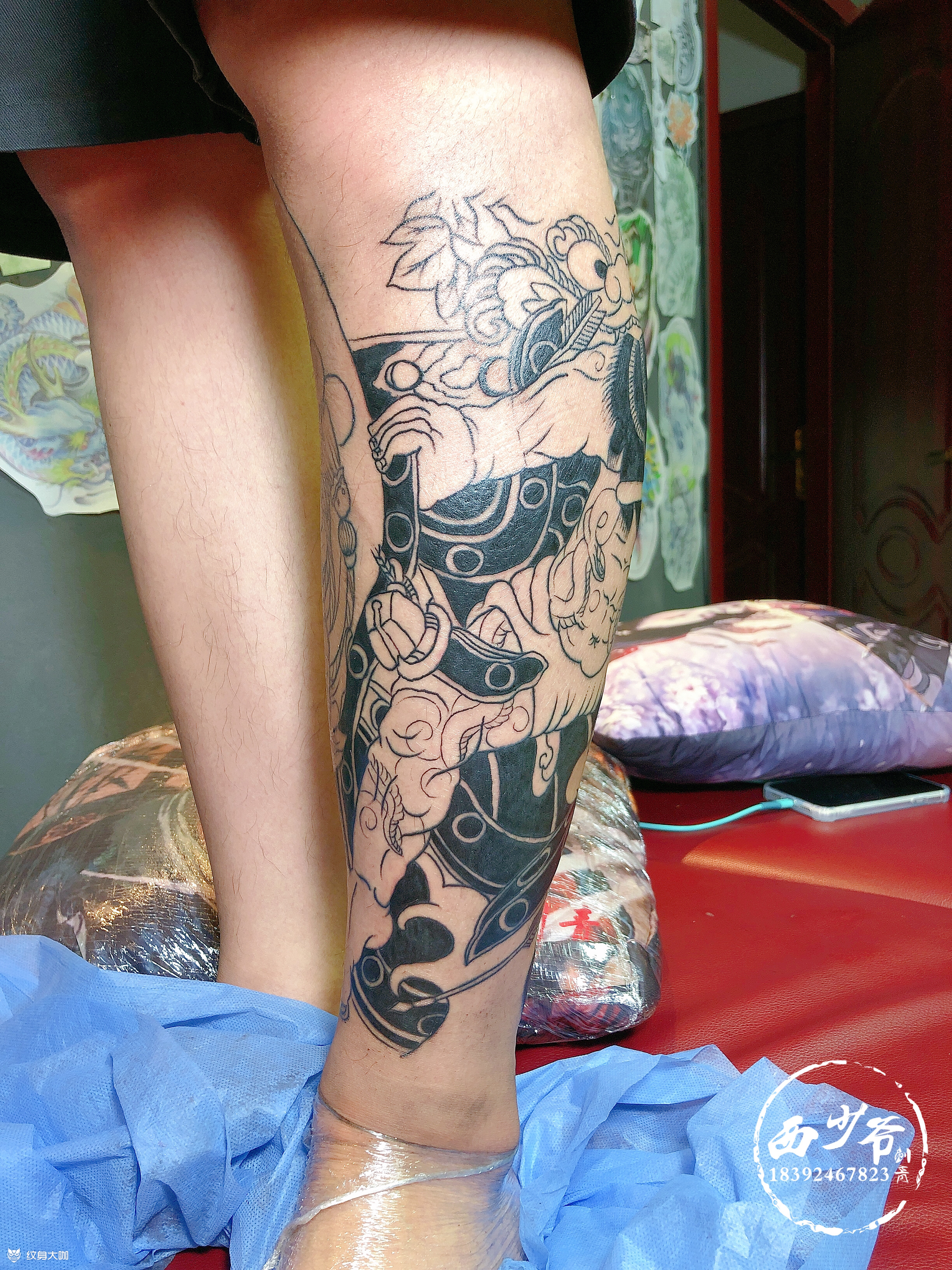 张顺包小腿_纹身图案手稿图片_李勇的纹身作品集