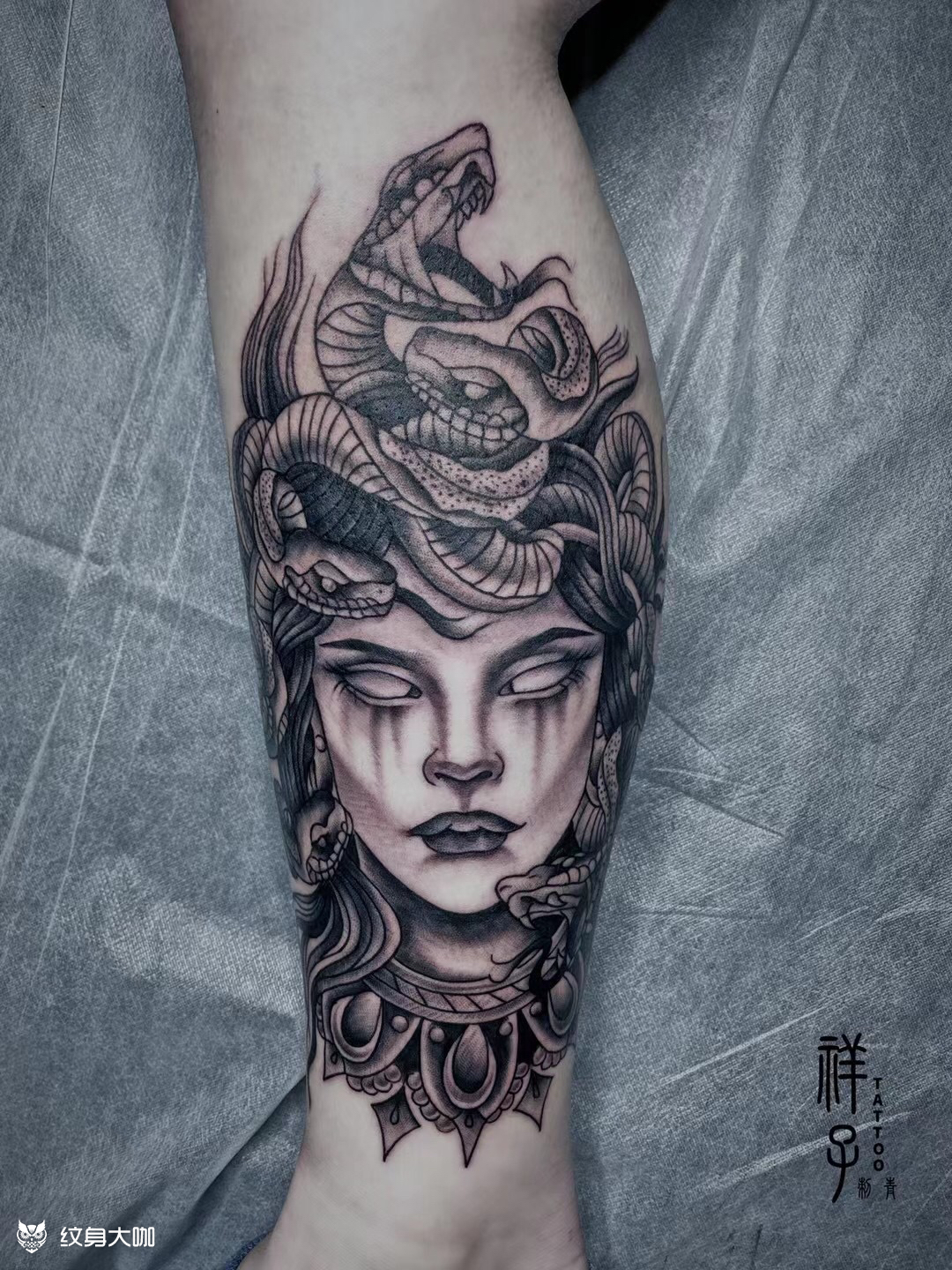 美杜莎_纹身图案手稿图片_祥子的纹身作品集