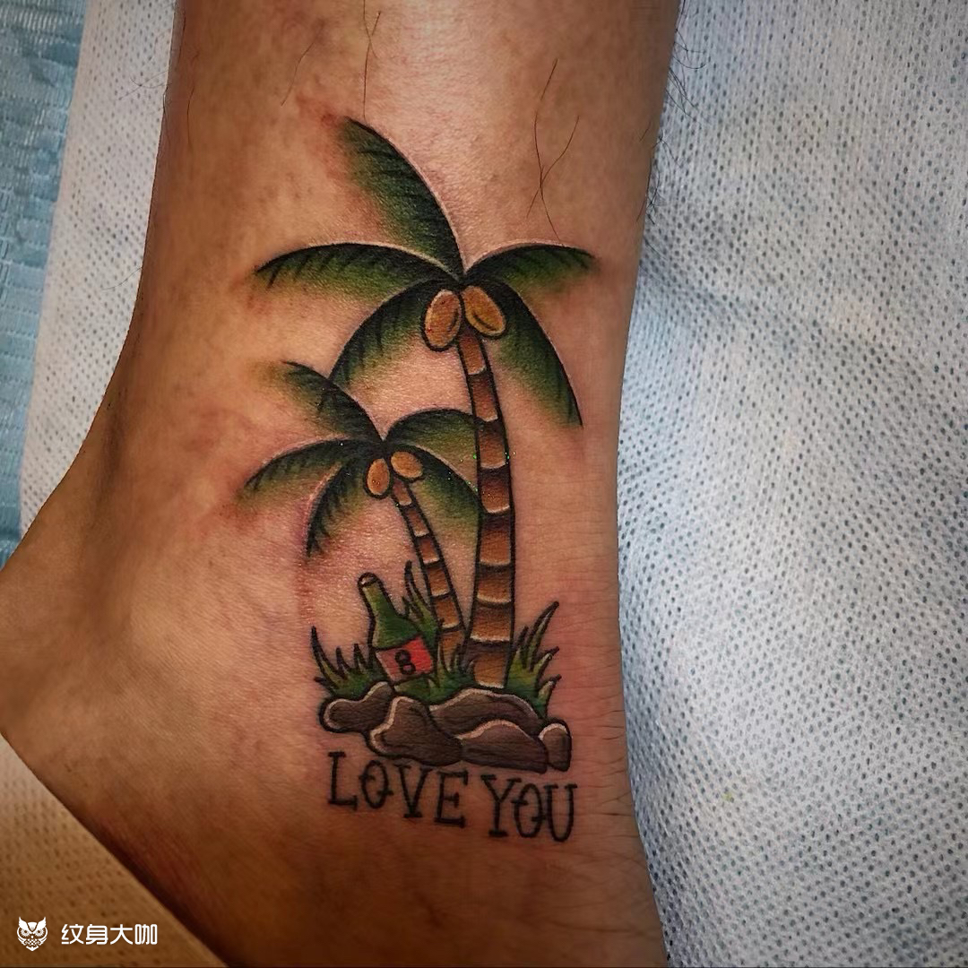 拼接椰子树_纹身图案手稿图片_周紫寒的纹身作品集