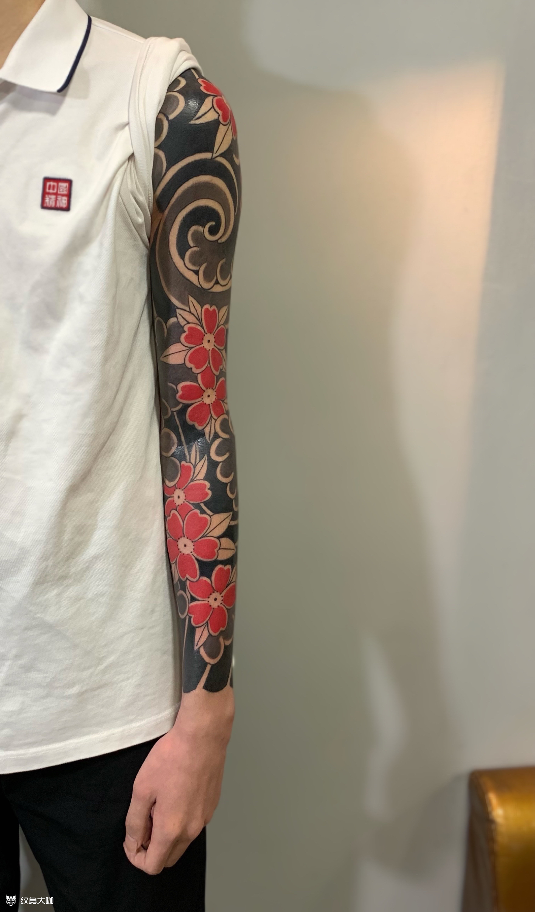 【樱花臂】_纹身图案手稿图片_海口墨痕的纹身作品集