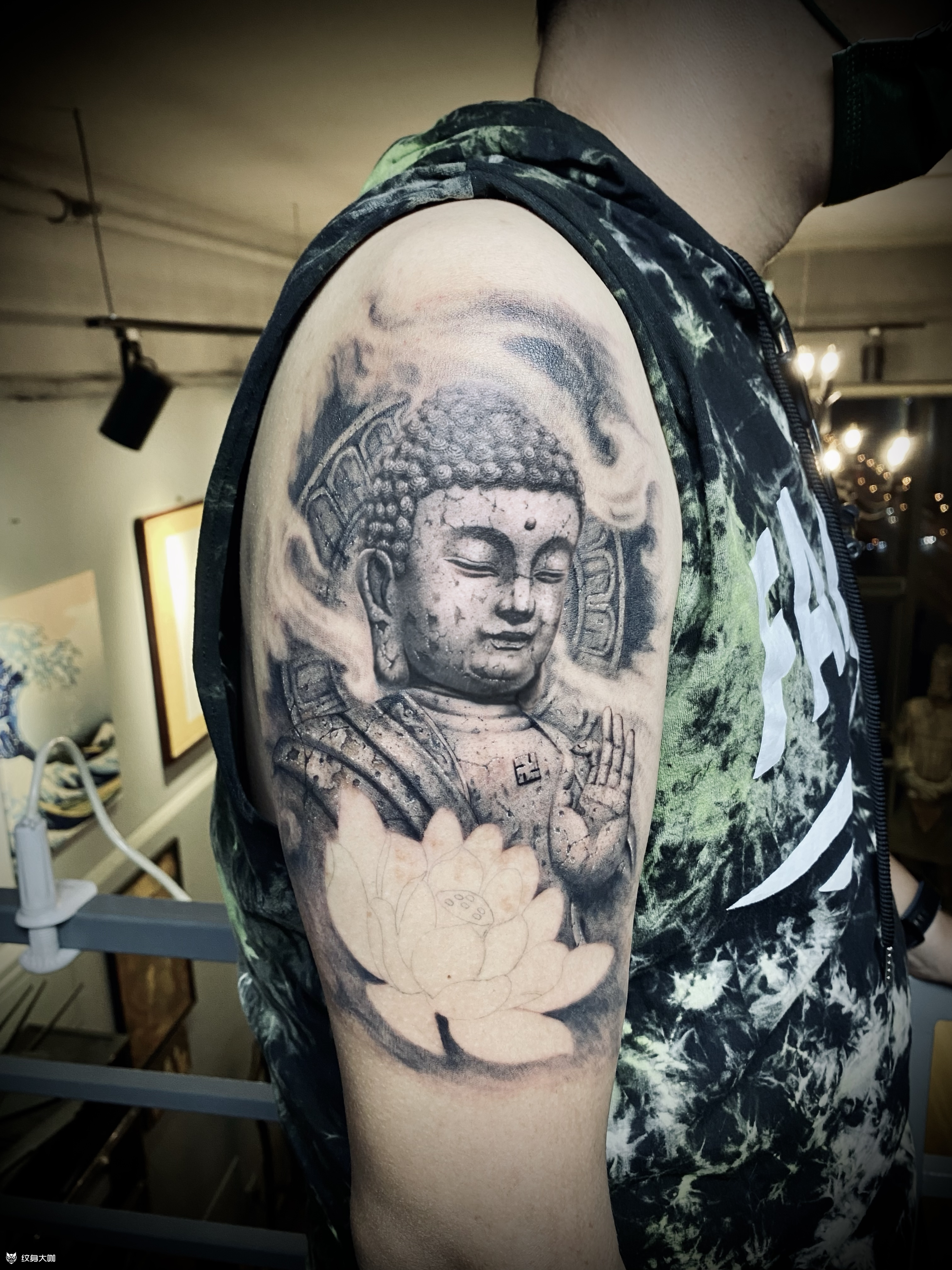 阿弥陀佛,遮盖胎记_纹身图案手稿图片_陈龙的纹身作品集