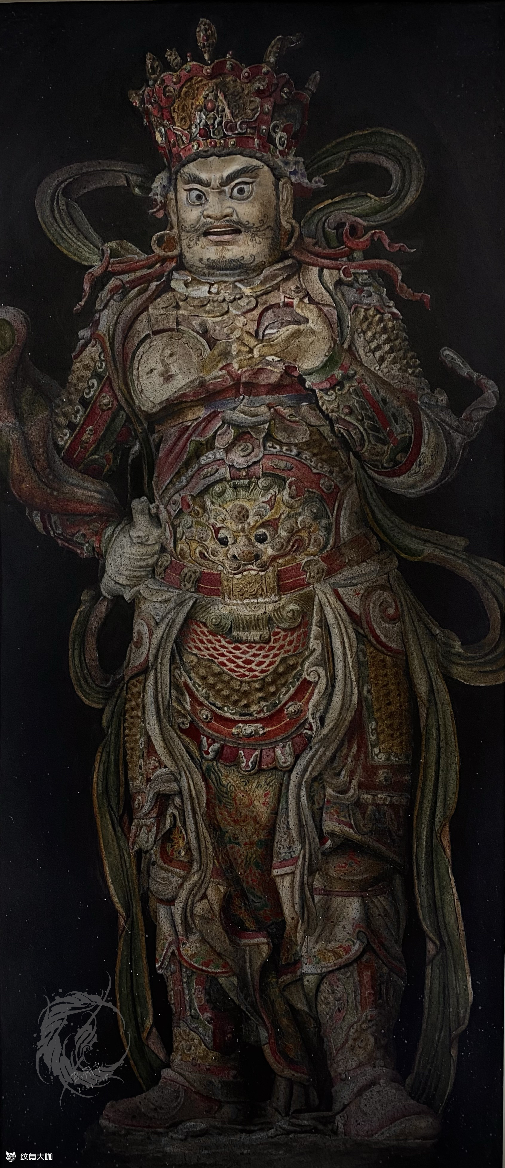 多闻天王_纹身图案手稿图片_陆翔宇的纹身作品集