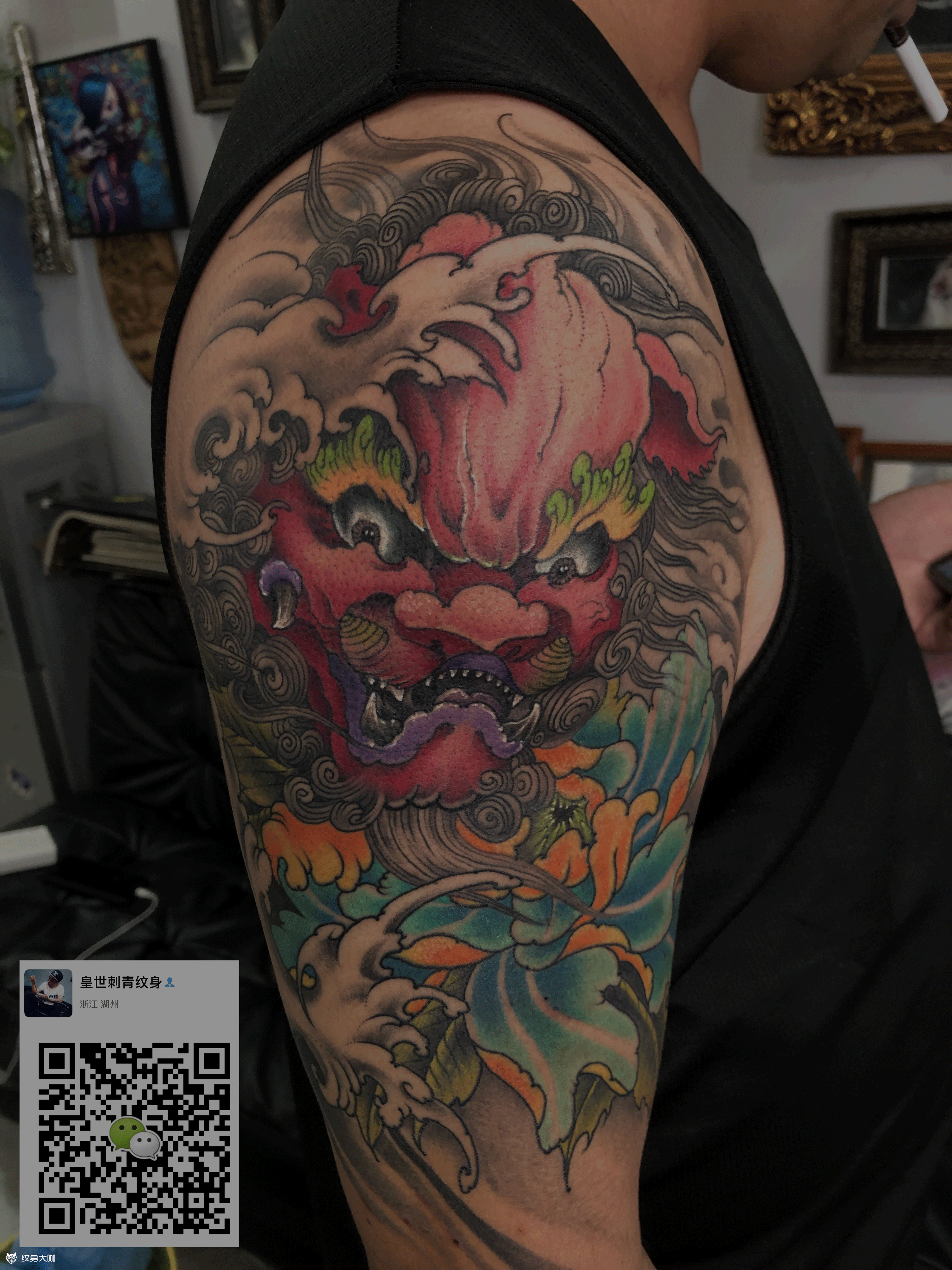唐狮_纹身图案手稿图片_皇叔的纹身作品集