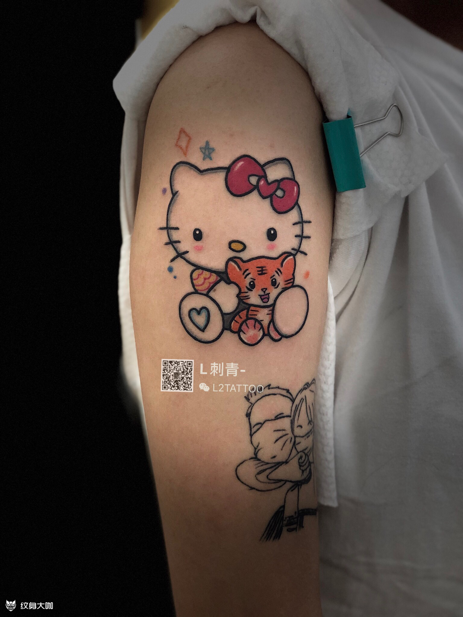 卡通kitty猫_纹身图案手稿图片_l刺圊的纹身作品集