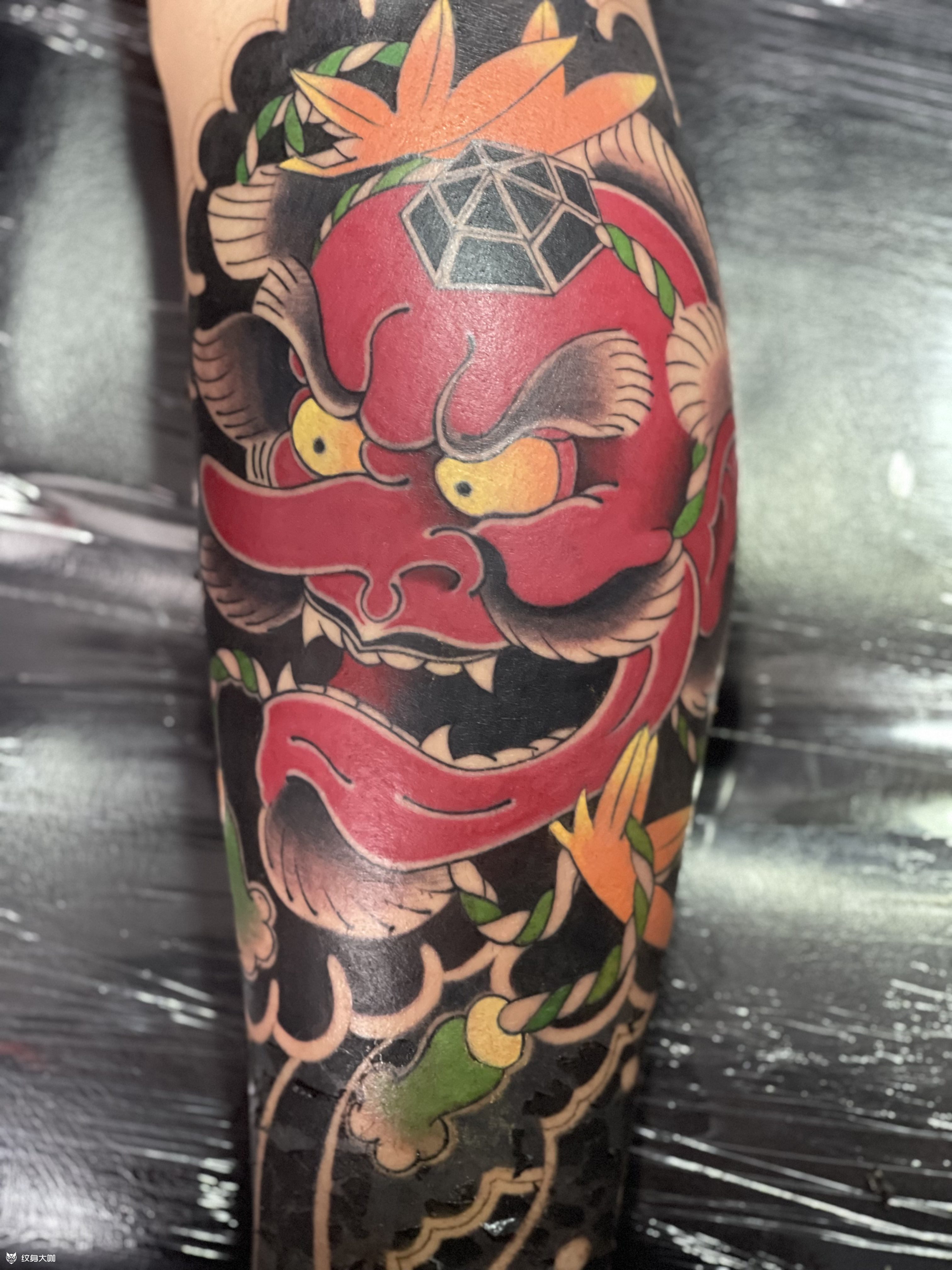 天狗老传统包小腿_纹身图案手稿图片_金龙的纹身作品集