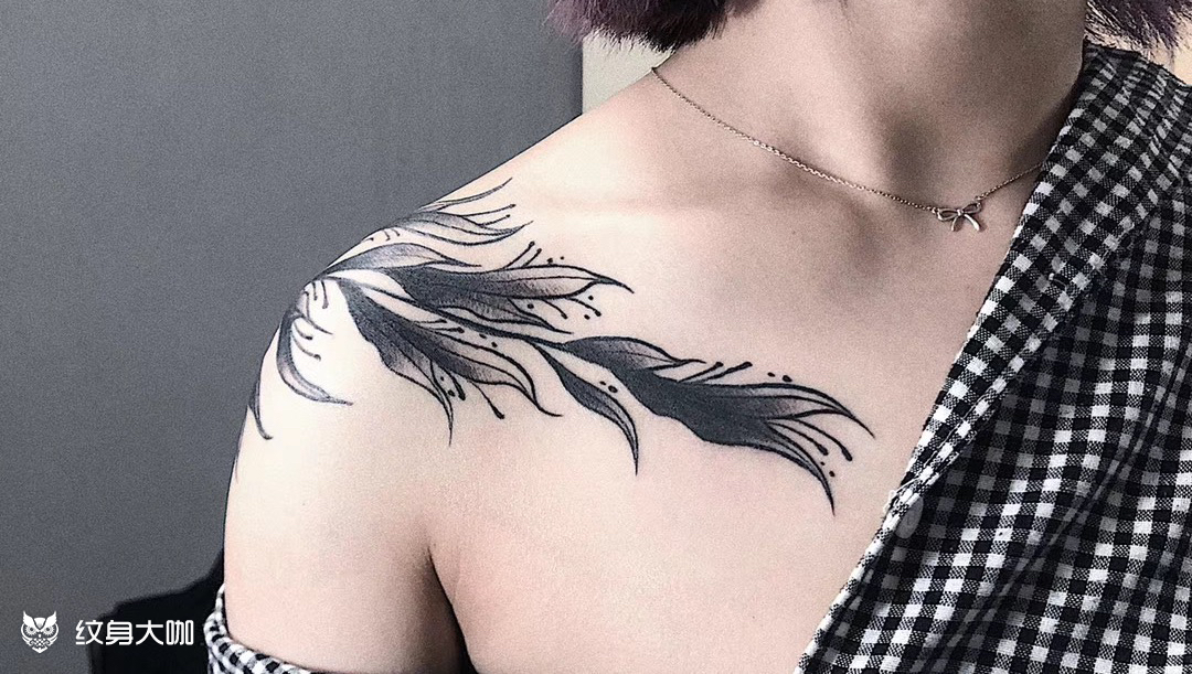 black work树叶_纹身图案手稿图片_dr-暗的纹身作品集