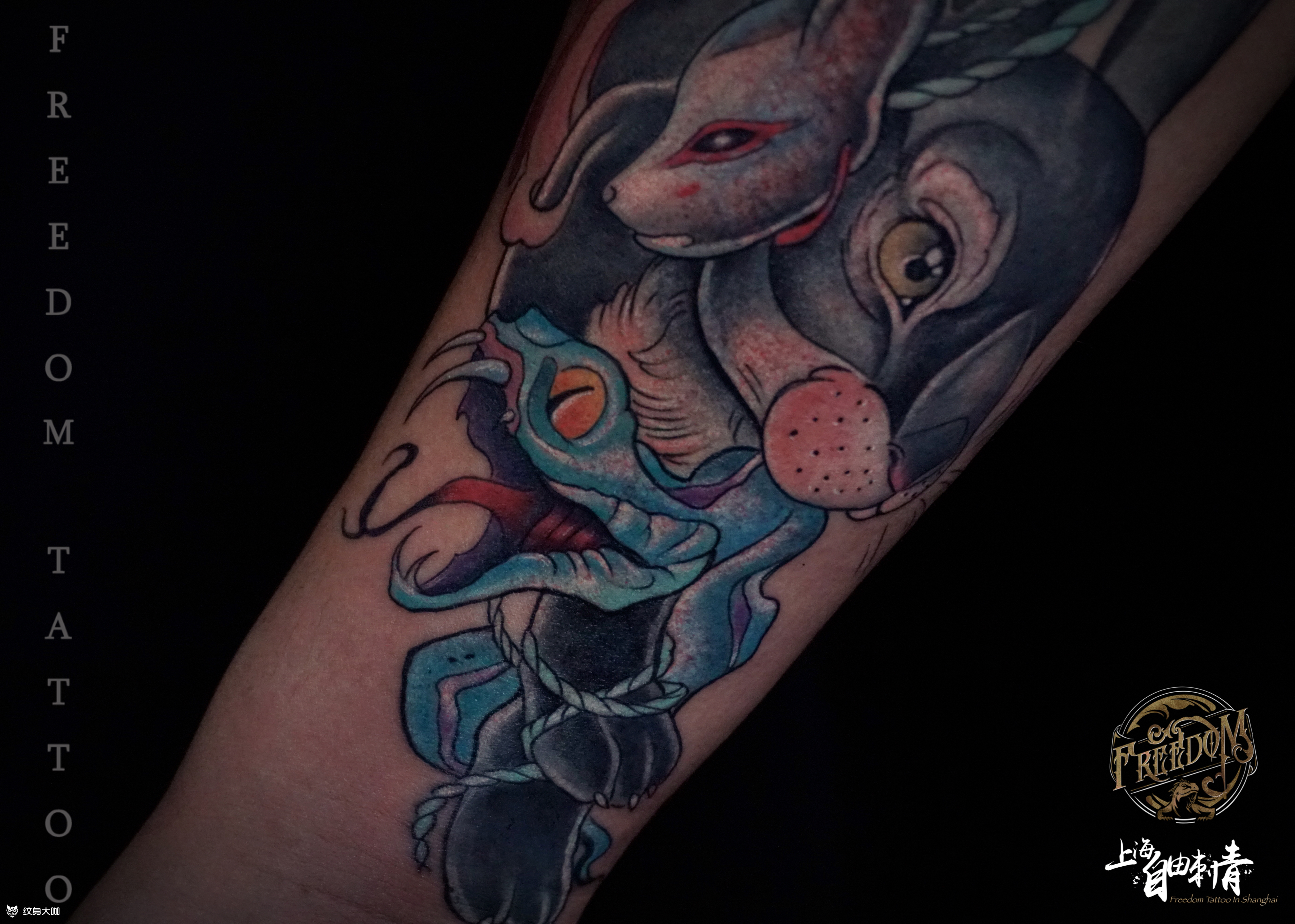 蛇兔子 遮盖_纹身图案手稿图片_自由的纹身作品集