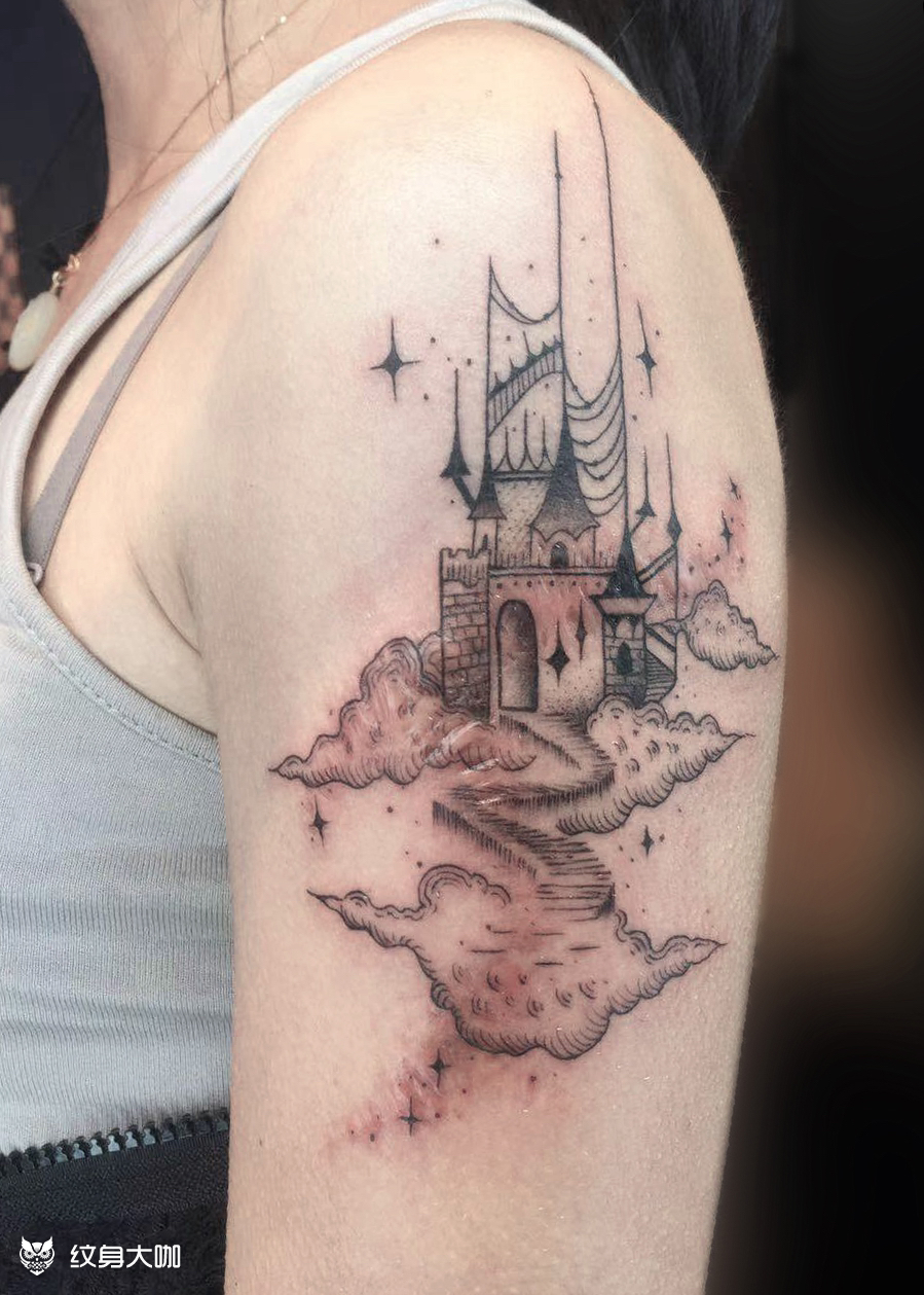 城堡_纹身图案手稿图片_rockever的纹身作品集