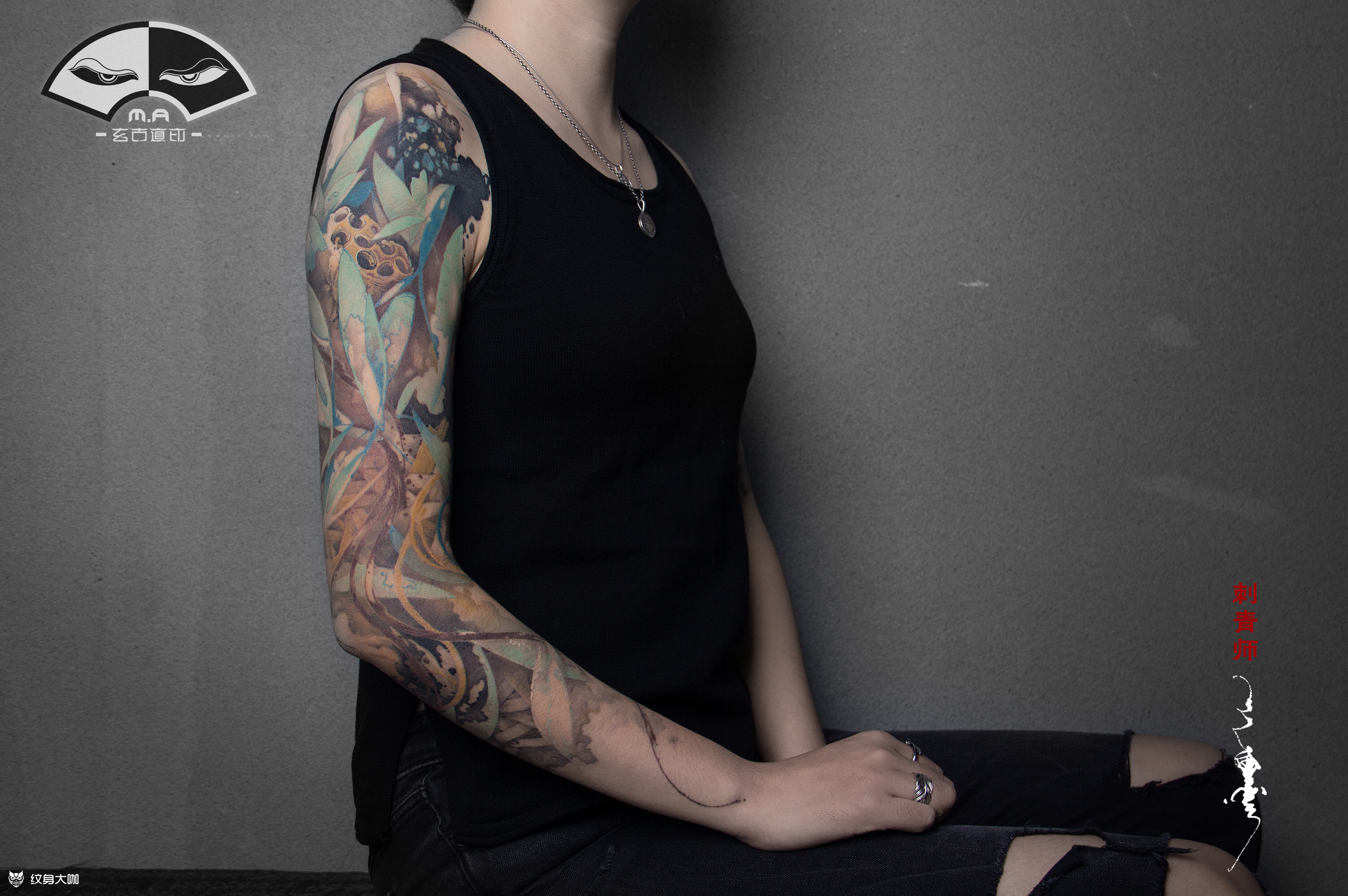 【荷花花臂合集】|古风意向风_纹身吧社区 - 纹身大咖