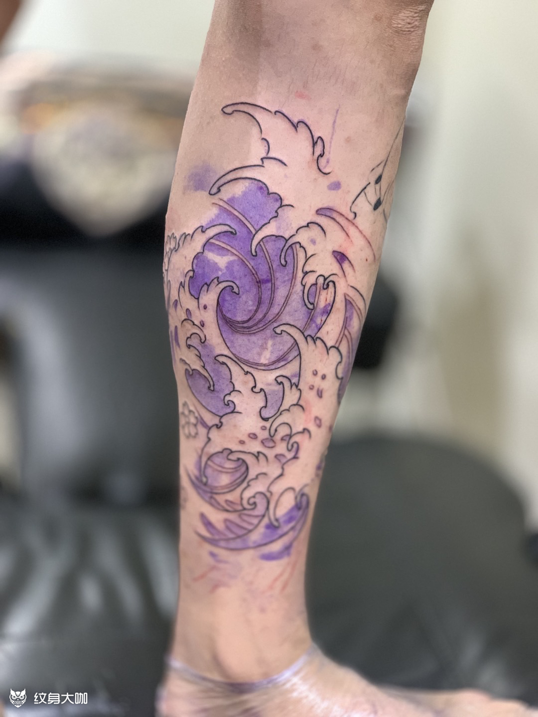 今日作品: #小腿拼接 今日_纹身吧社区 - 纹身大咖