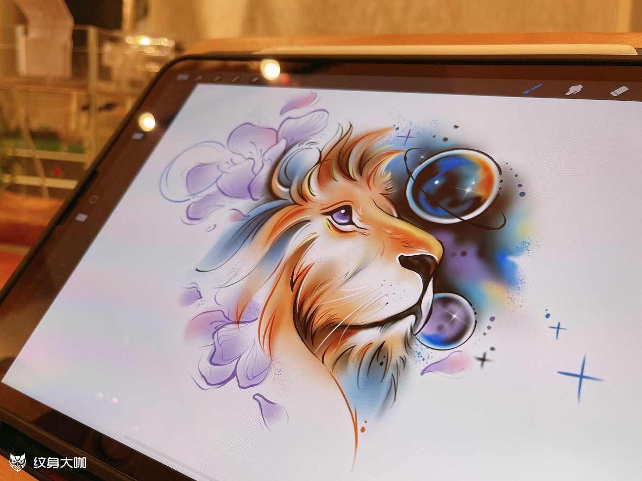 狮子座星空遮盖设计_纹身图案手稿图片_jingxue的纹身作品集