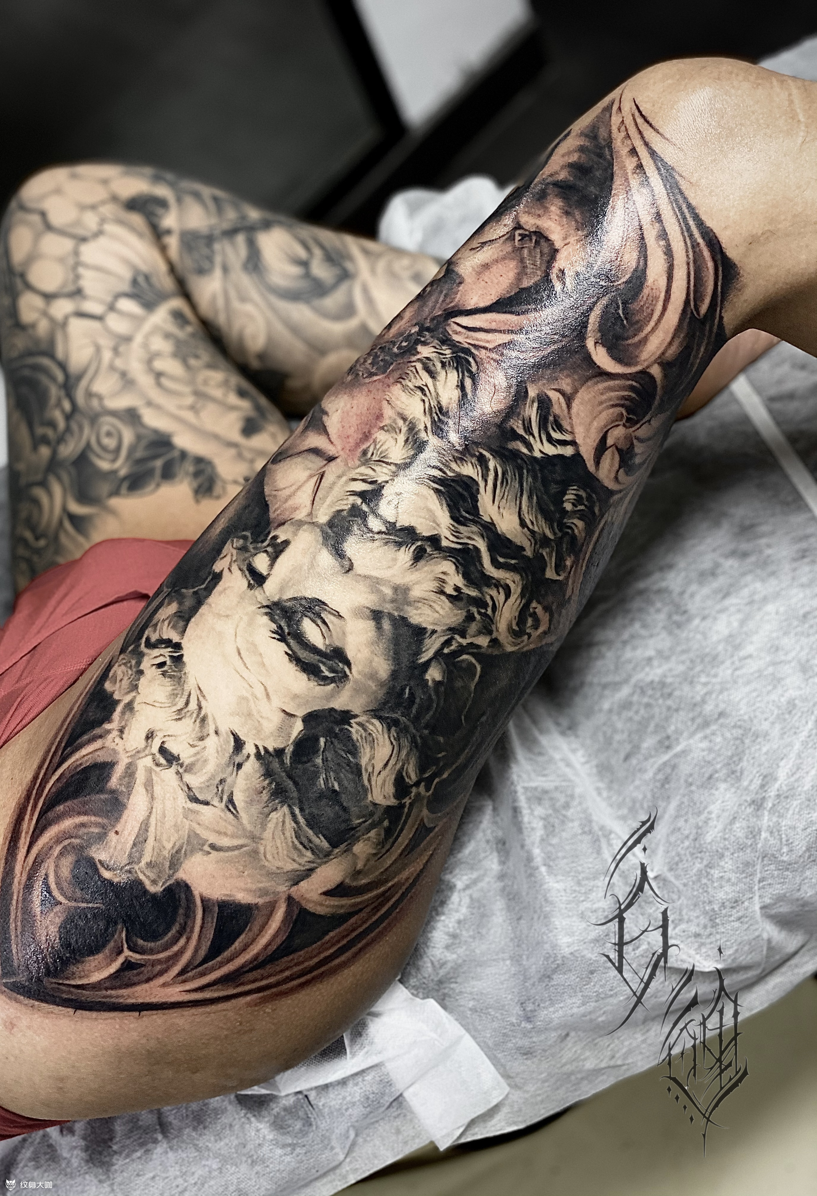 花腿海神_纹身图案手稿图片_白鲤的纹身作品集