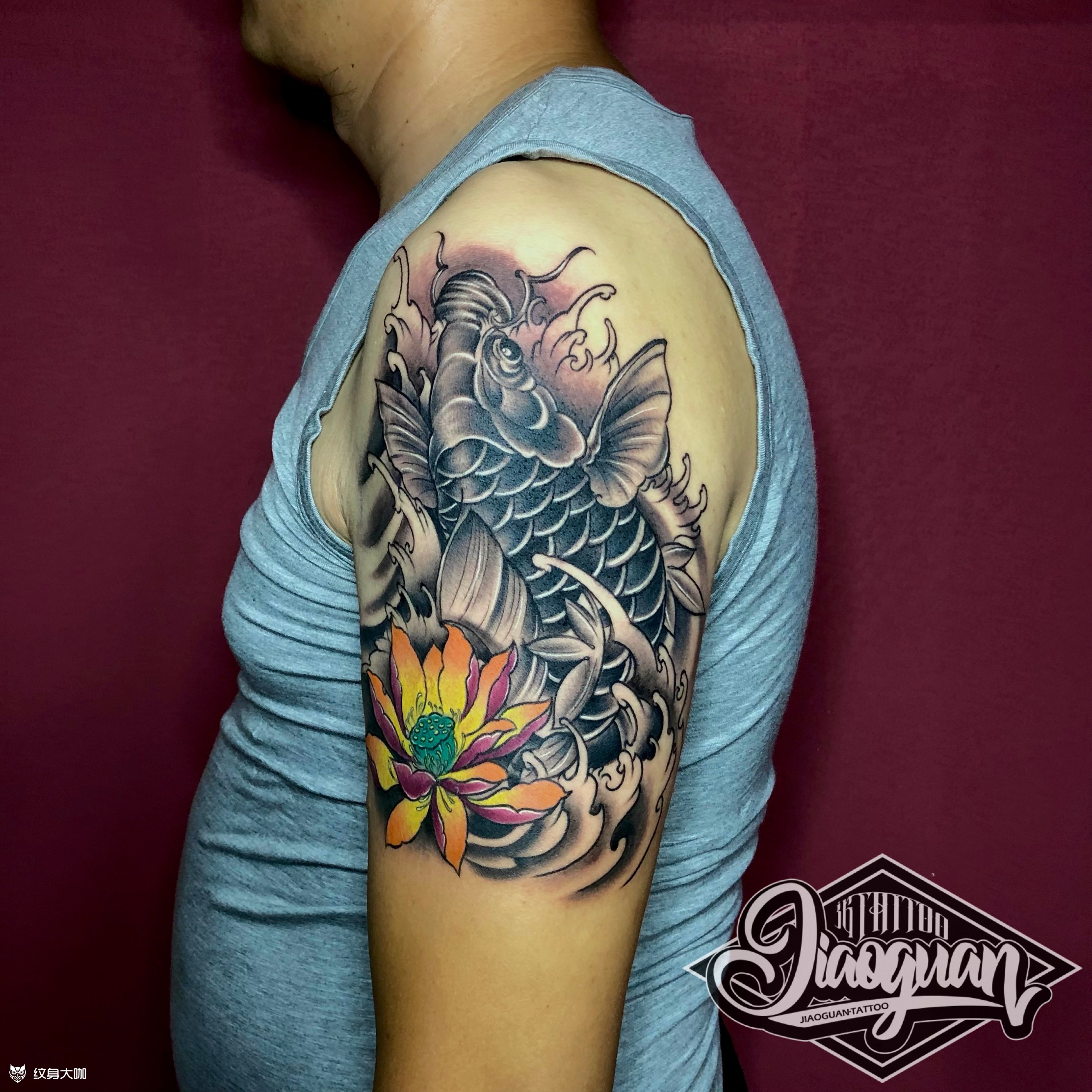 大臂鲤鱼_纹身图案手稿图片_08 人皮姐姐丶的纹身作品集