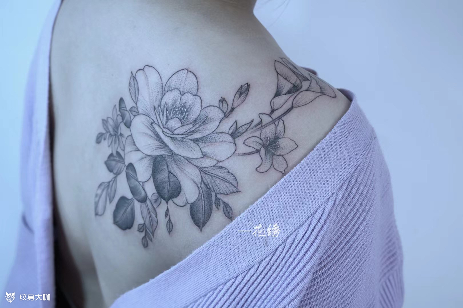 肩花_纹身图案手稿图片_花绣tattoo的纹身作品集